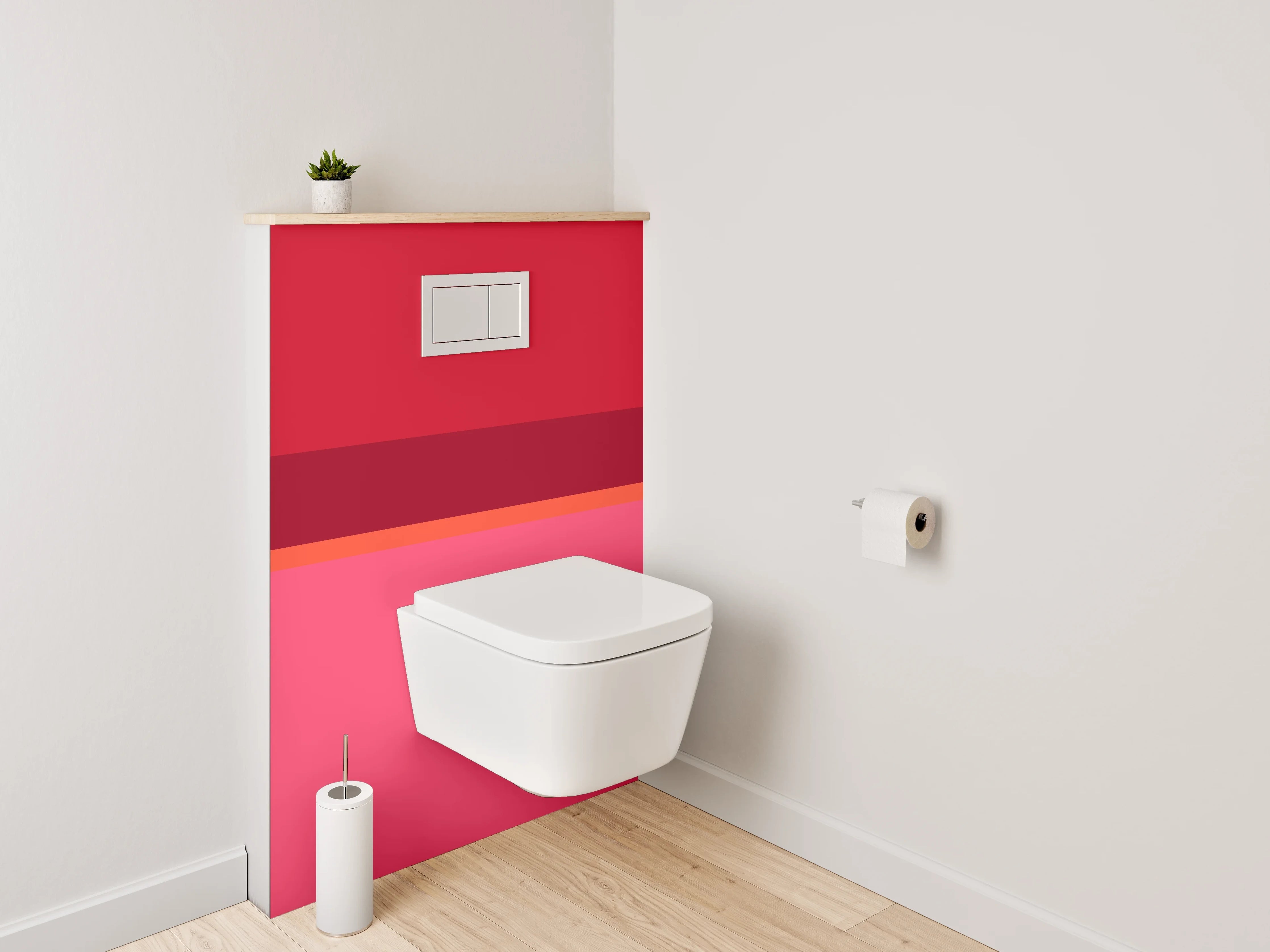 WC-Rückwand - Modernes Farbblock Abstrakt Rot Rosa