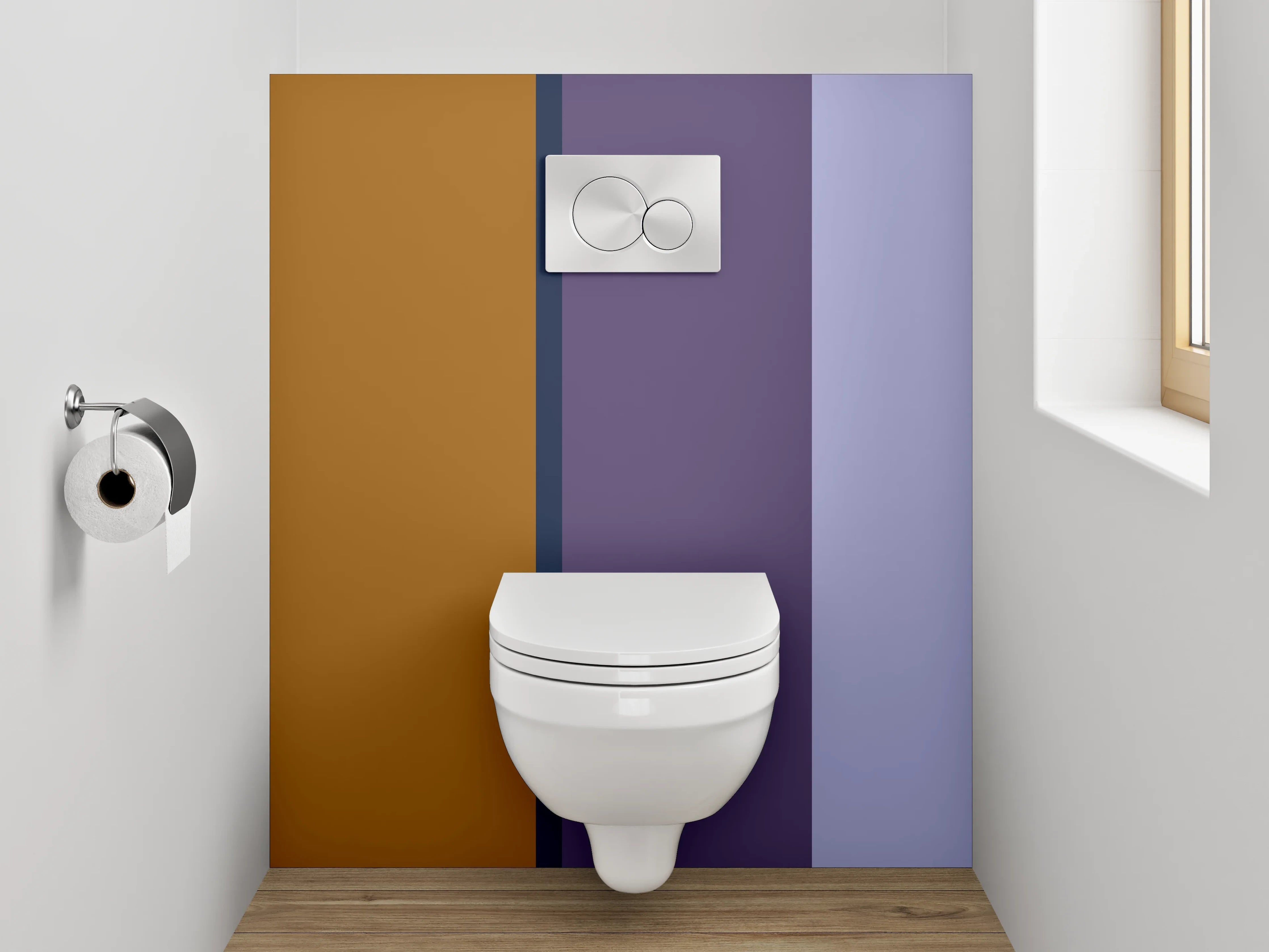 WC-Rückwand - Modernes Farbblock-Design Braun Lila