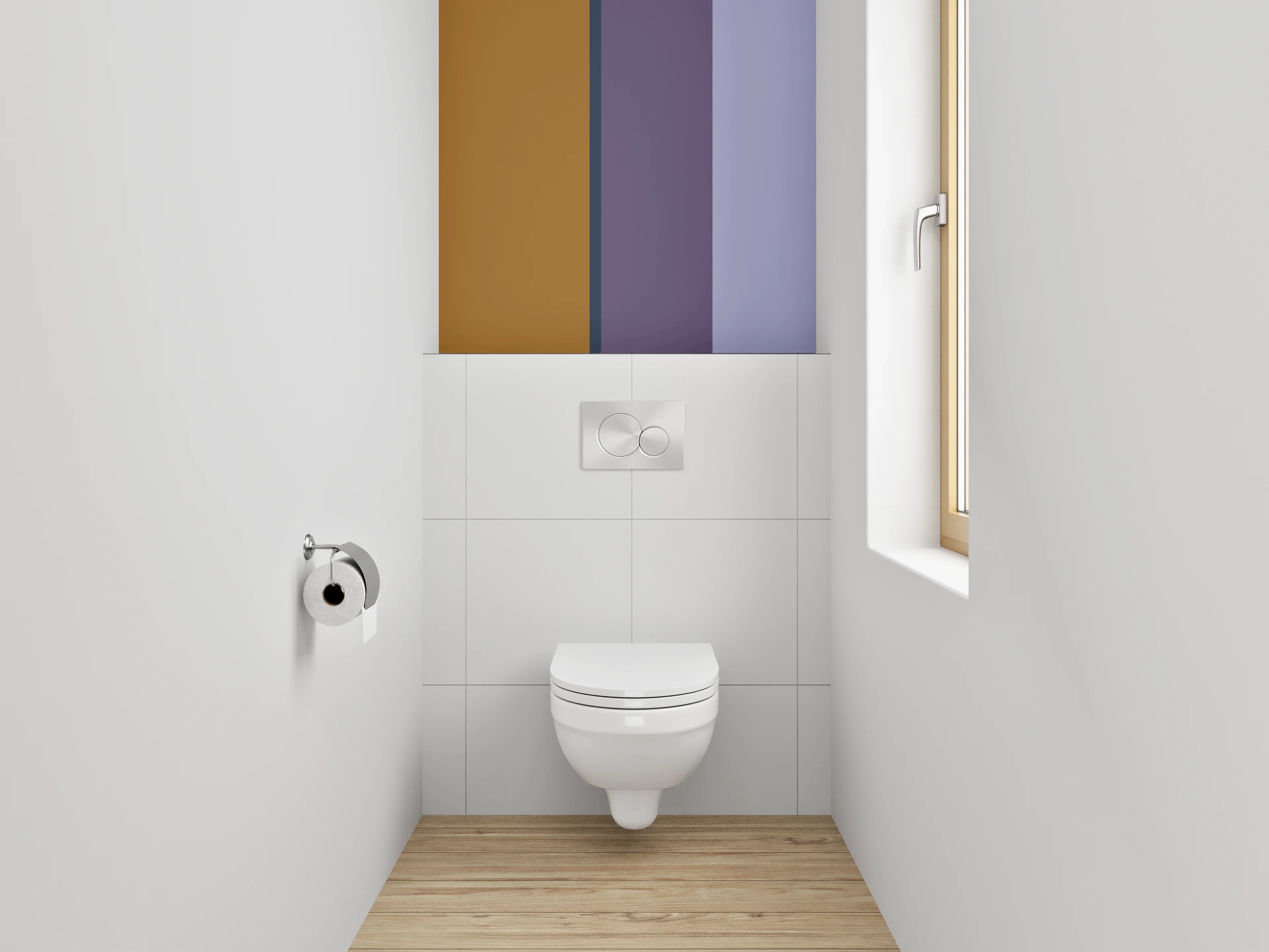 WC-Rückwand - Modernes Farbblock-Design Braun Lila