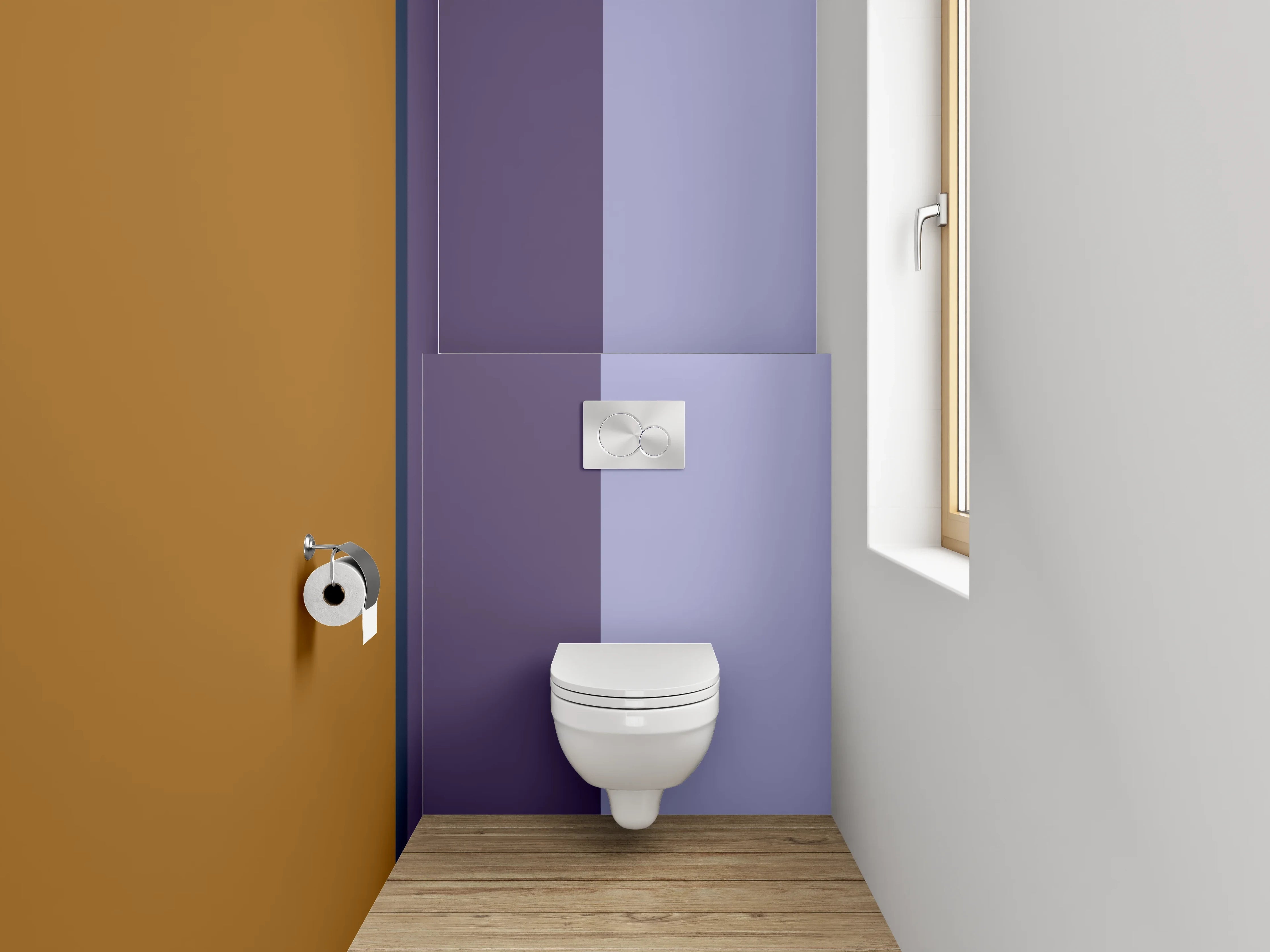 WC-Rückwand - Modernes Farbblock-Design Braun Lila
