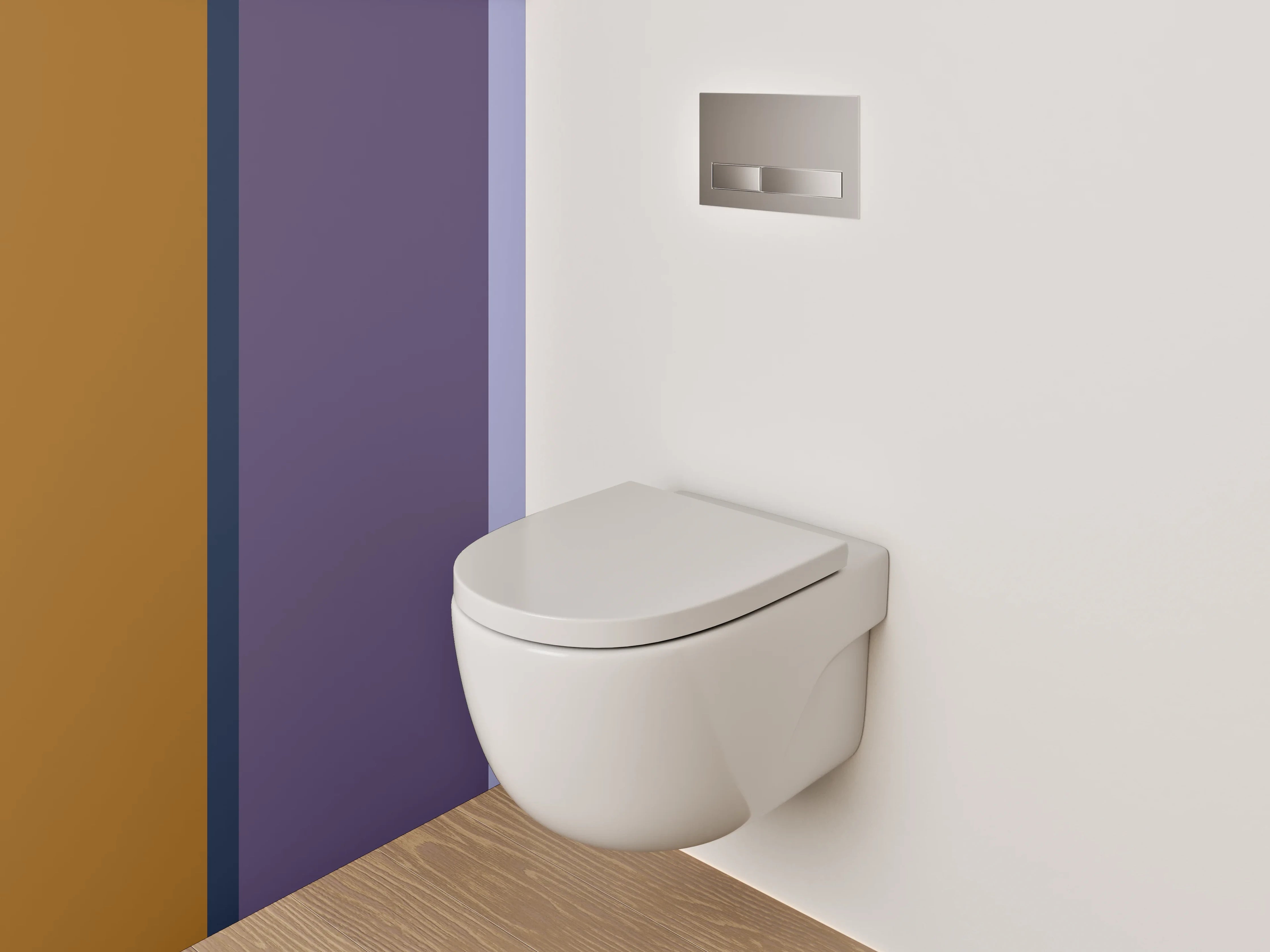 WC-Rückwand - Modernes Farbblock-Design Braun Lila