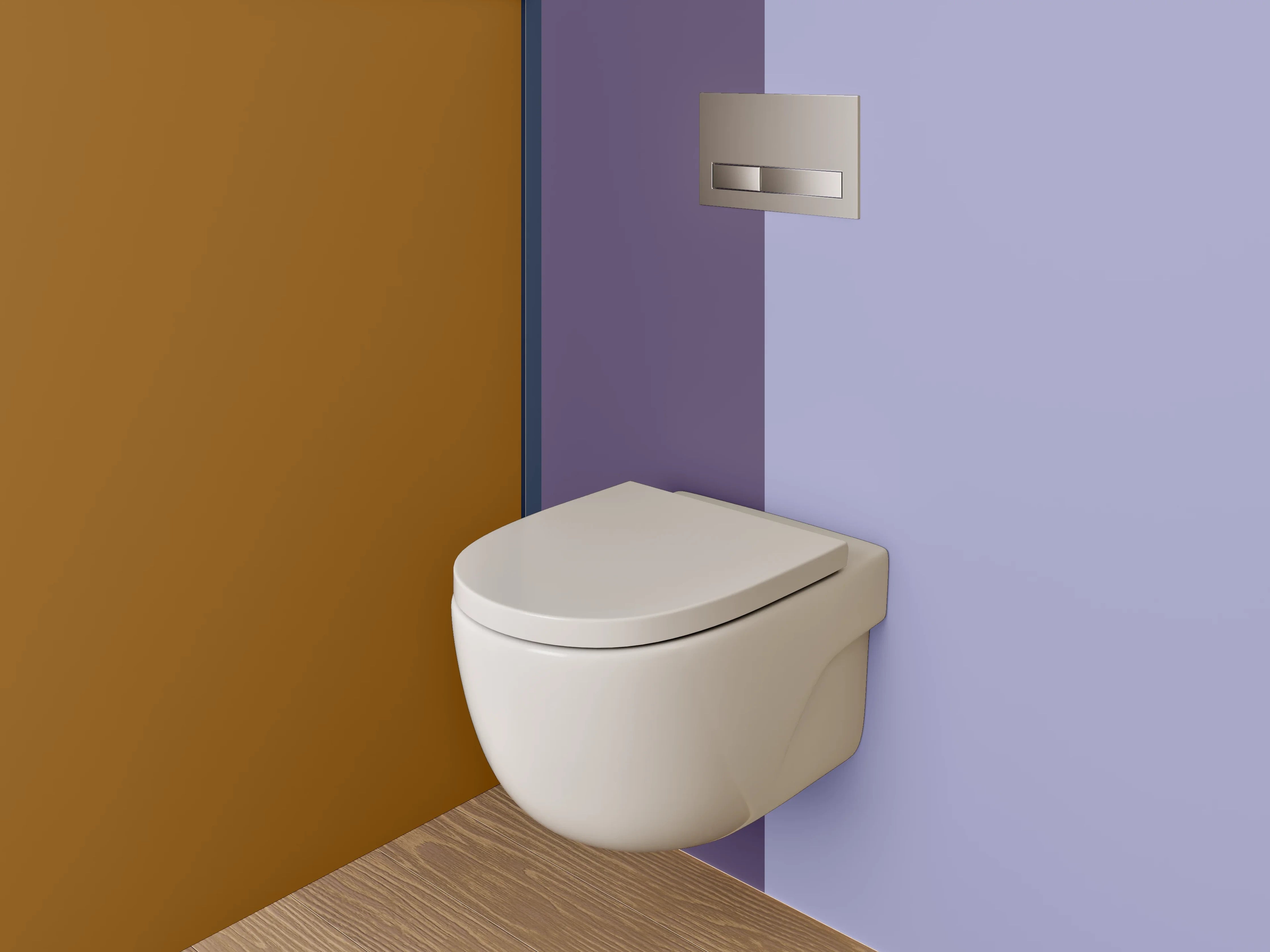 WC-Rückwand - Modernes Farbblock-Design Braun Lila