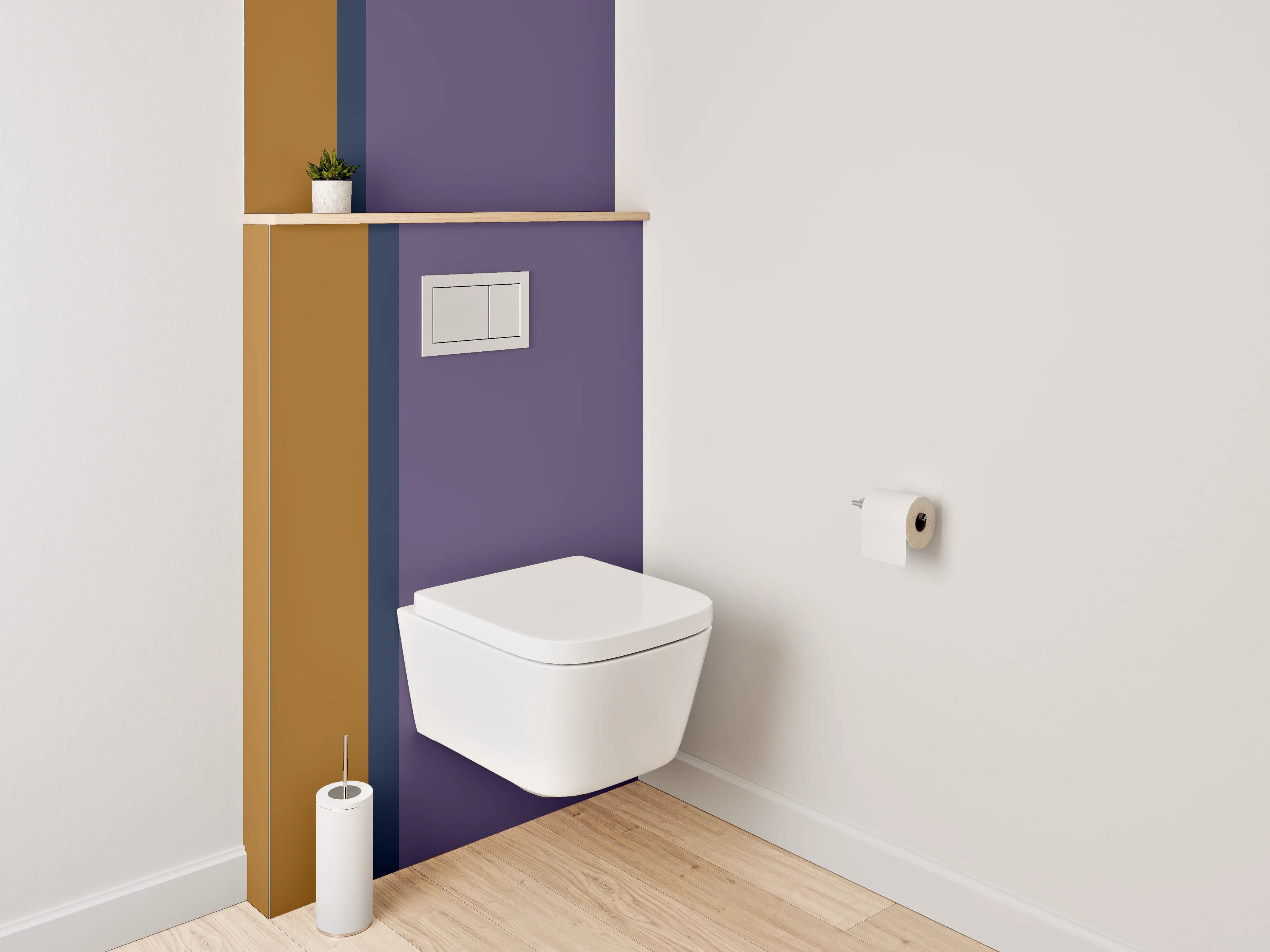 WC-Rückwand - Modernes Farbblock-Design Braun Lila