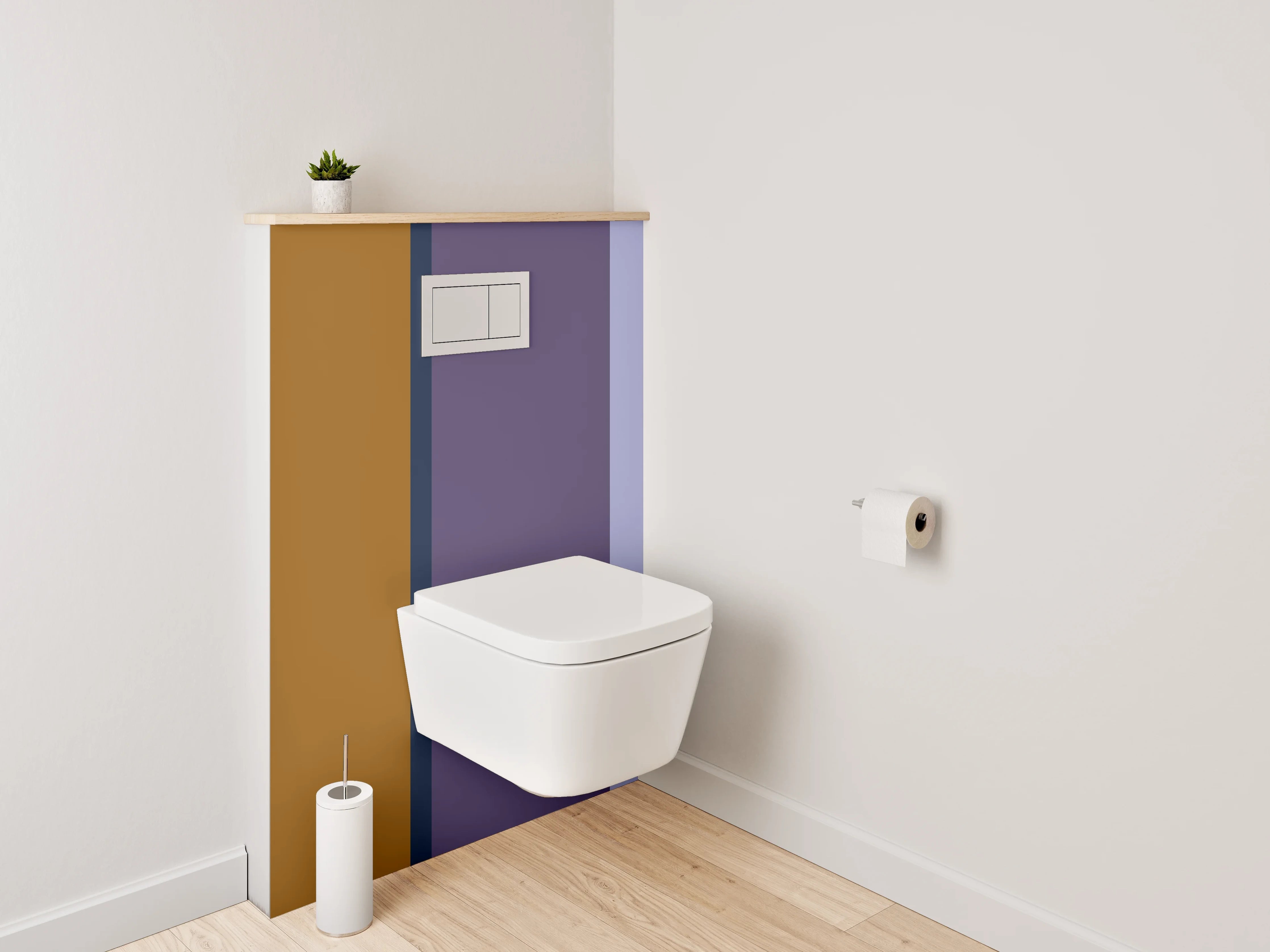 WC-Rückwand - Modernes Farbblock-Design Braun Lila