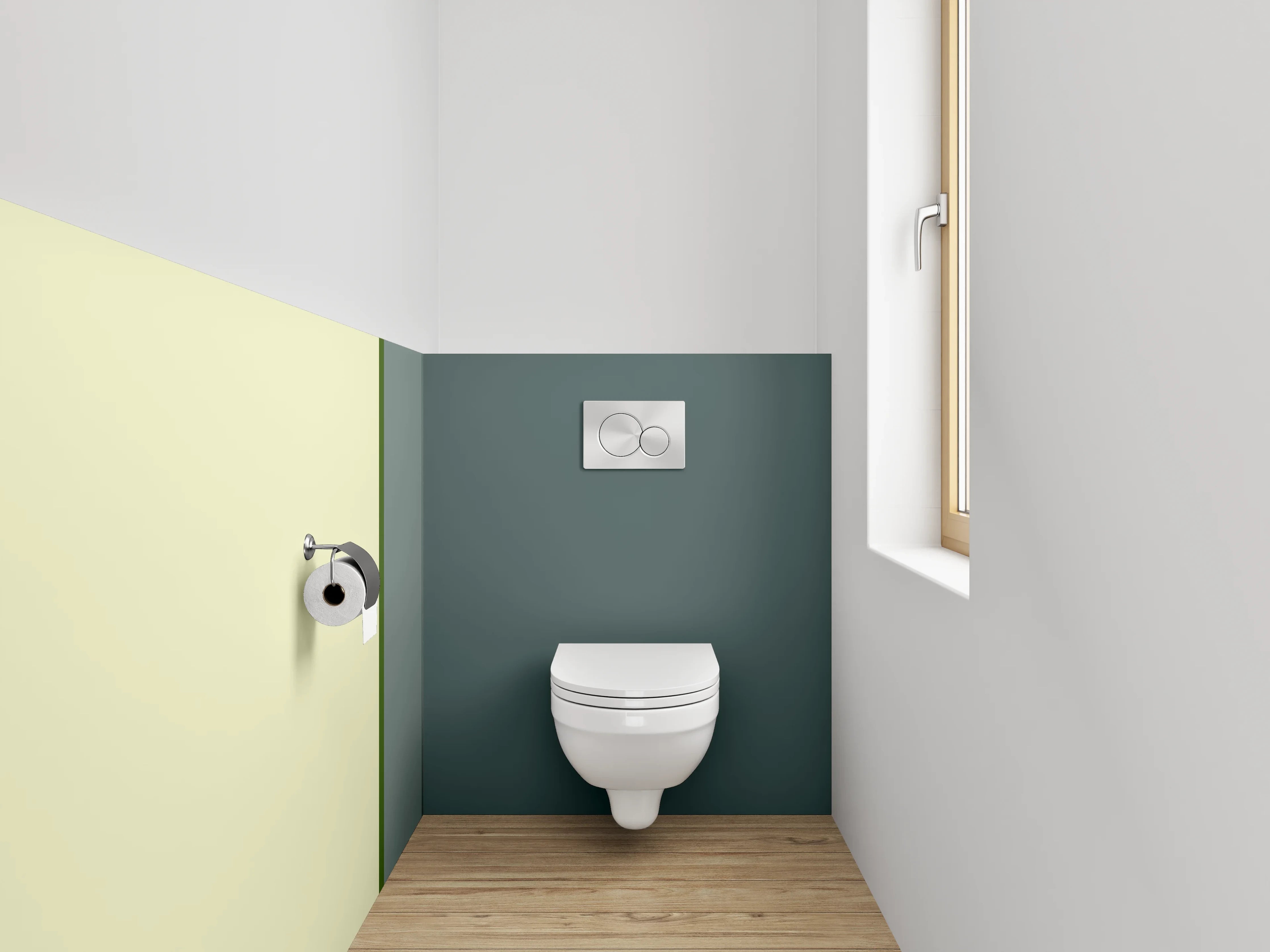 WC-Rückwand - Modernes Farbblock-Design Grau Beige