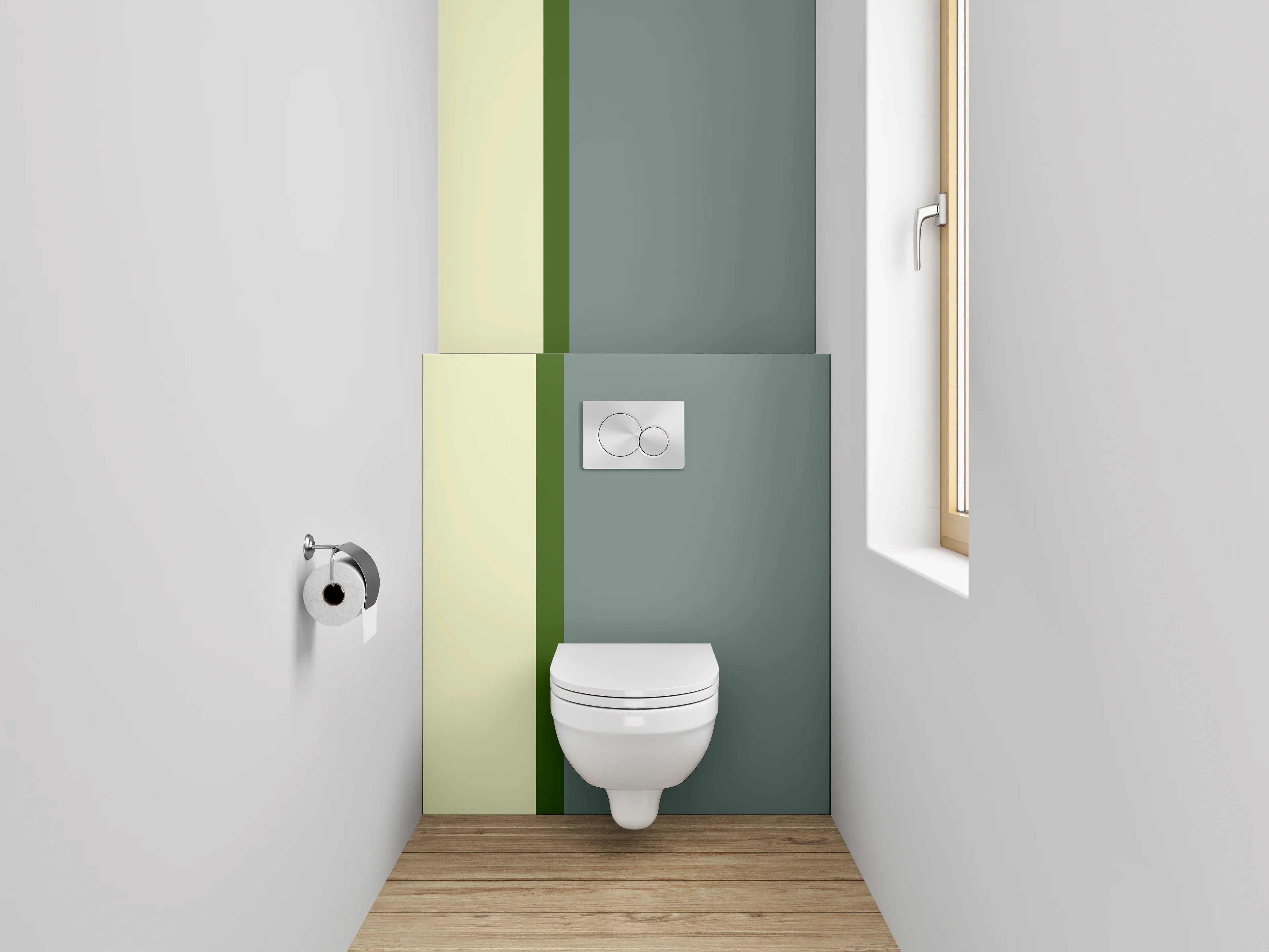 WC-Rückwand - Modernes Farbblock-Design Grau Beige