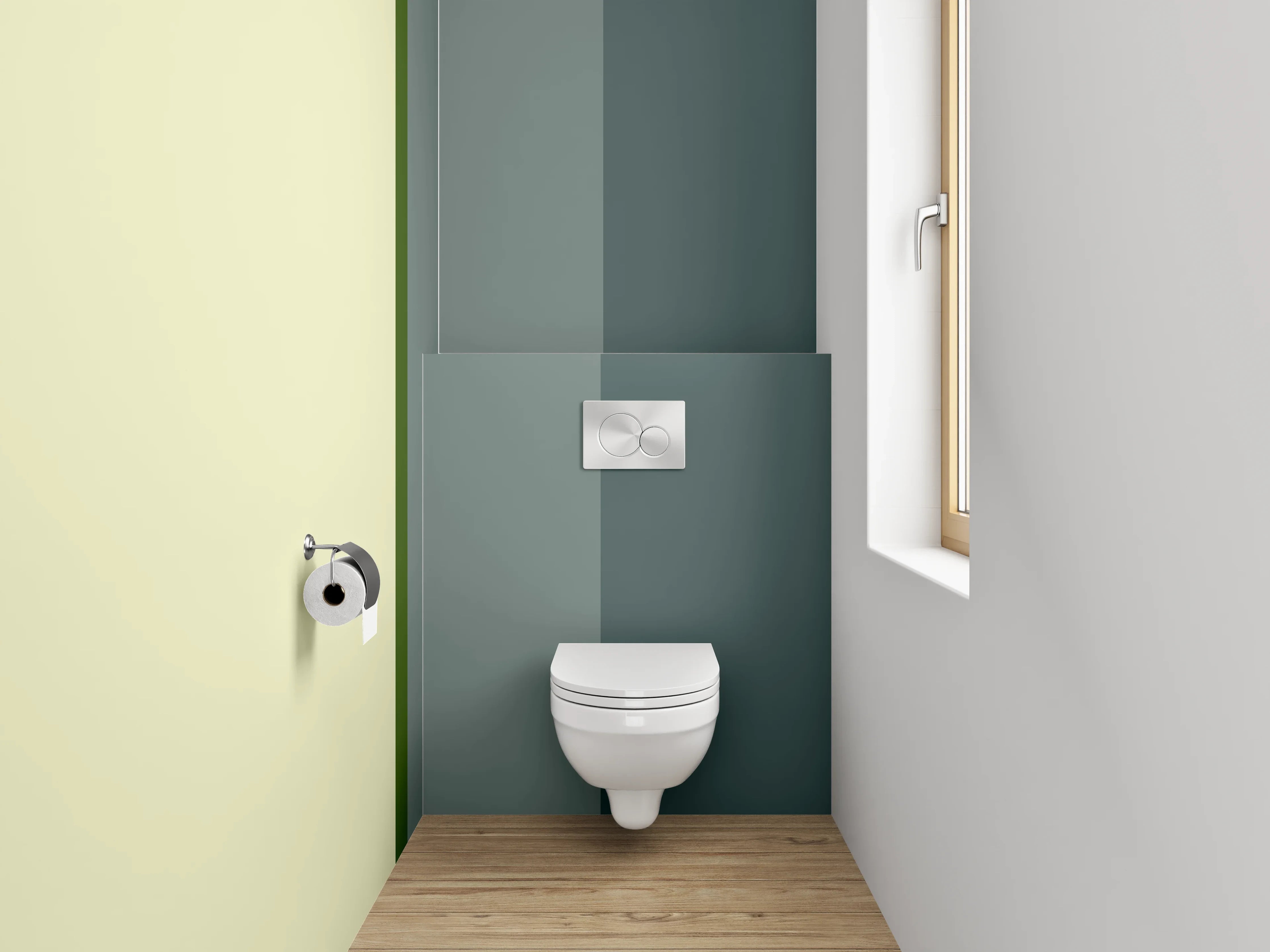 WC-Rückwand - Modernes Farbblock-Design Grau Beige