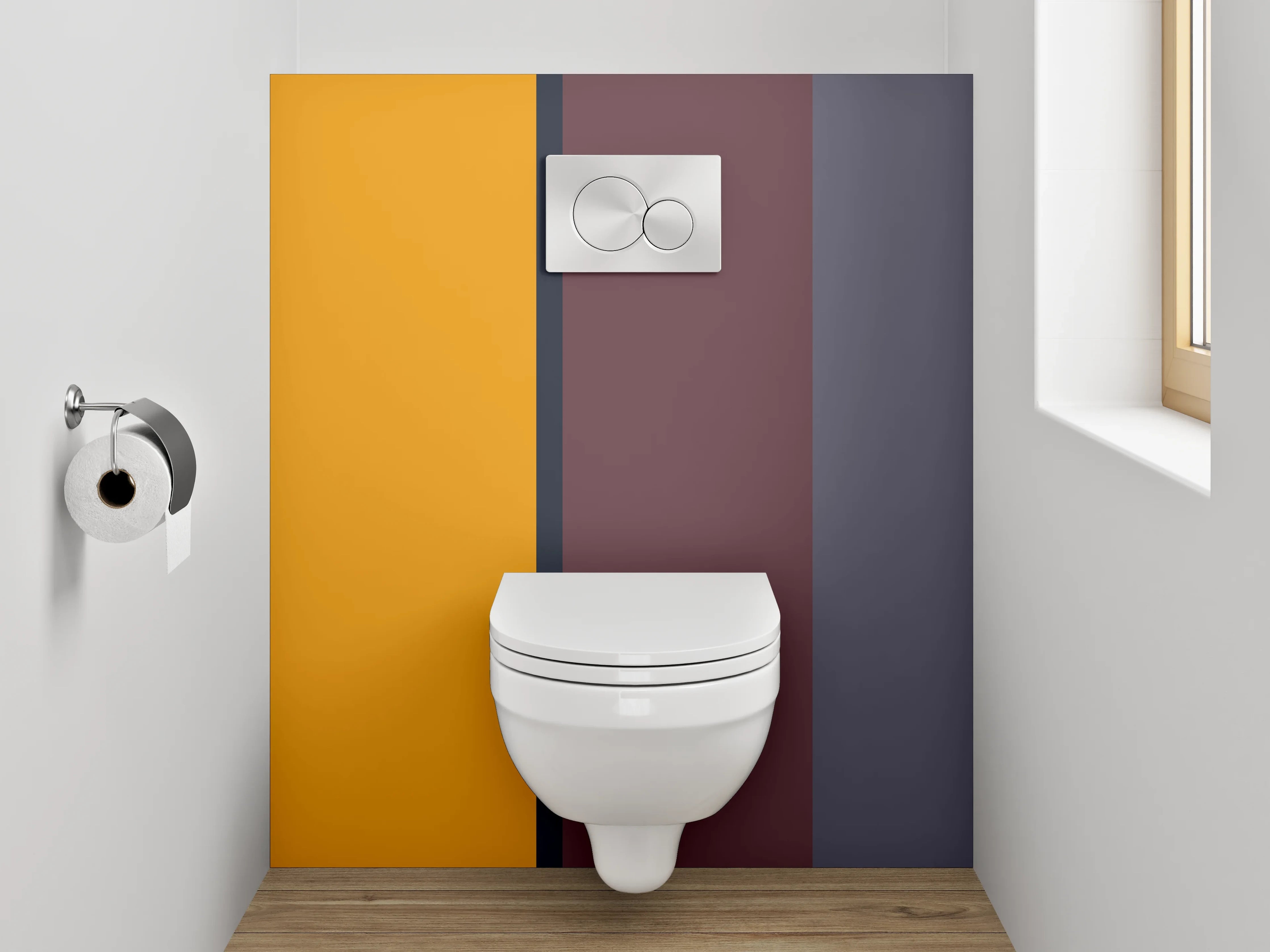 WC-Rückwand - Modernes Farbblock-Design Orange Lila