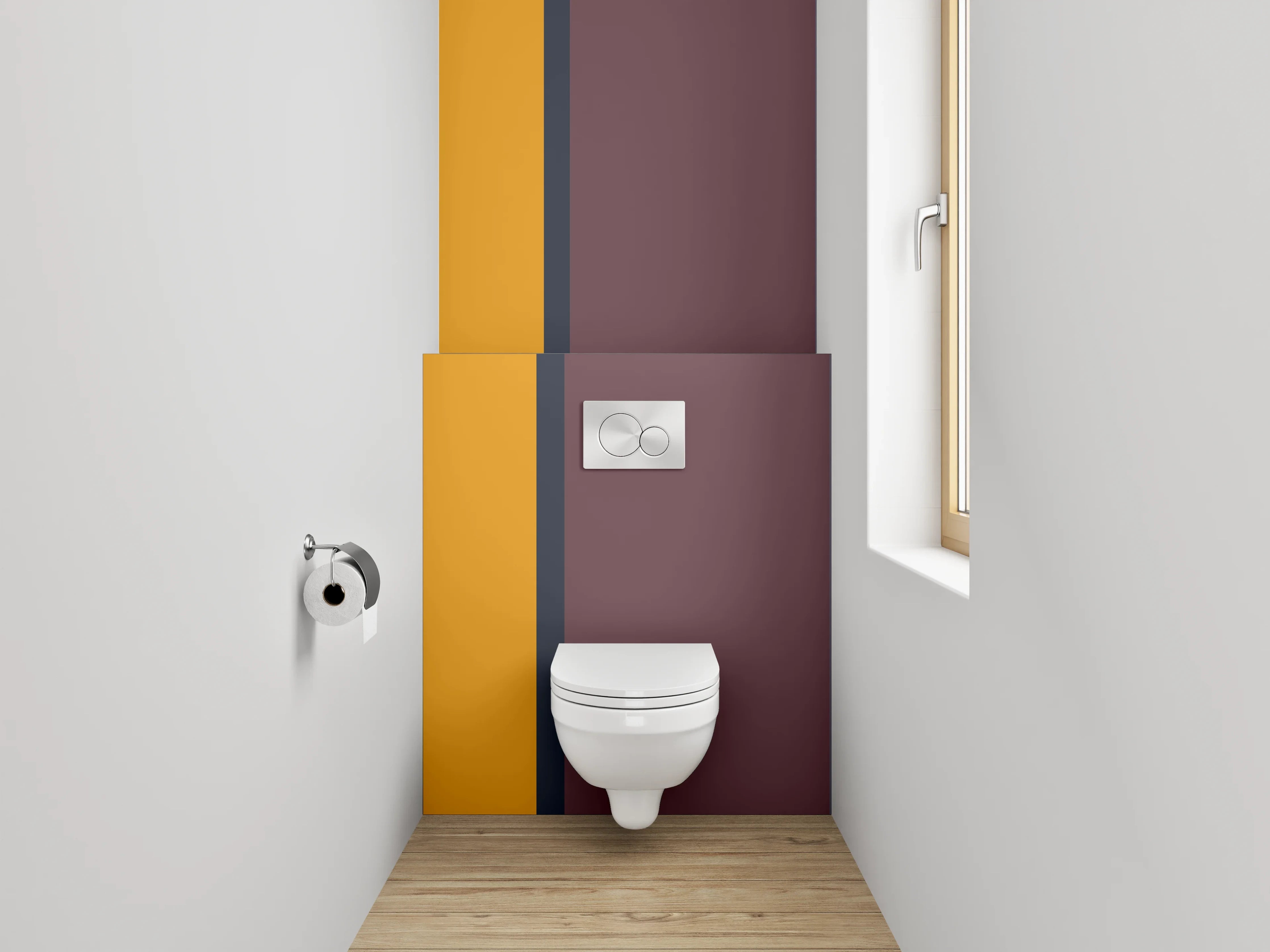 WC-Rückwand - Modernes Farbblock-Design Orange Lila