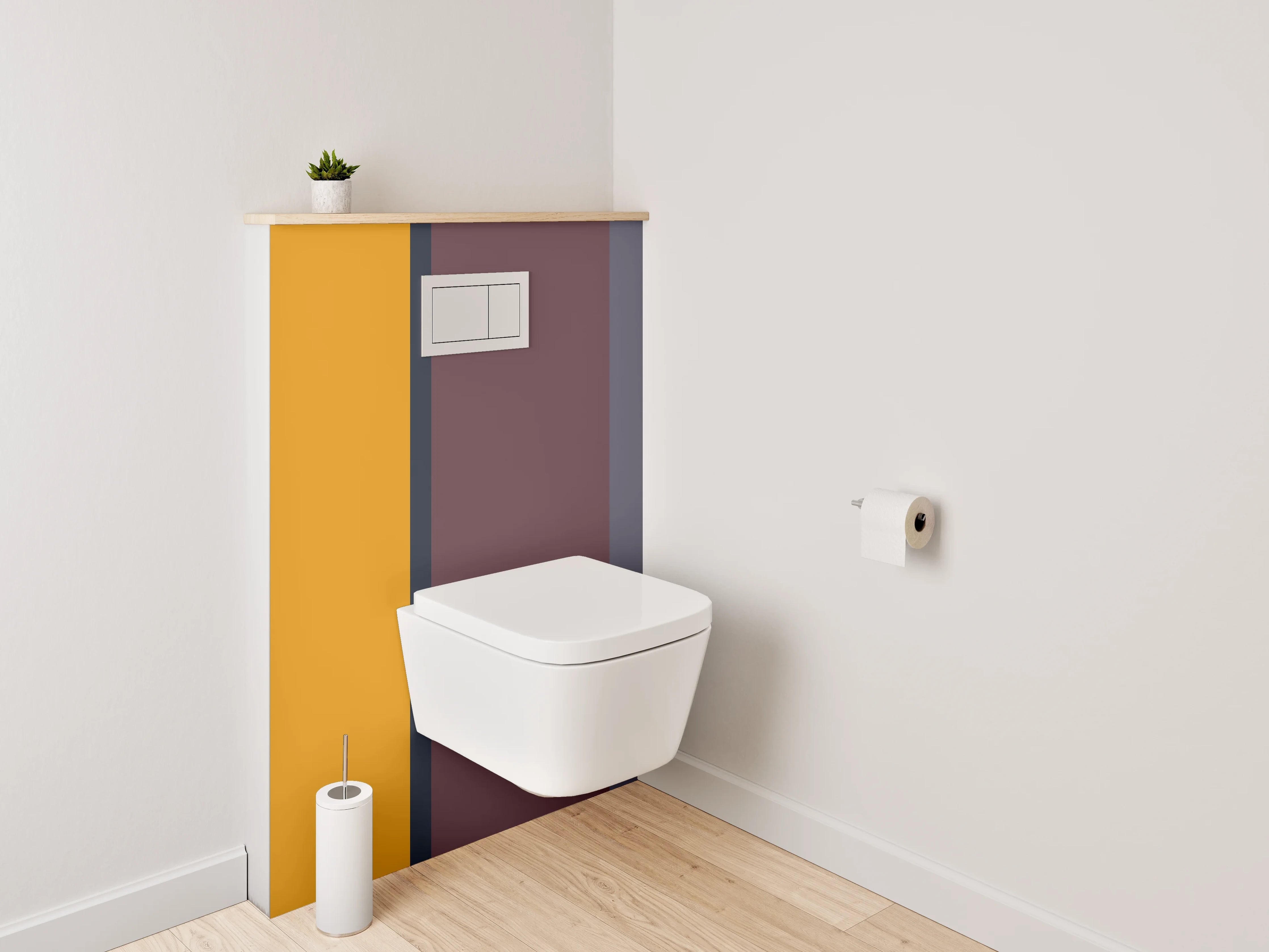 WC-Rückwand - Modernes Farbblock-Design Orange Lila