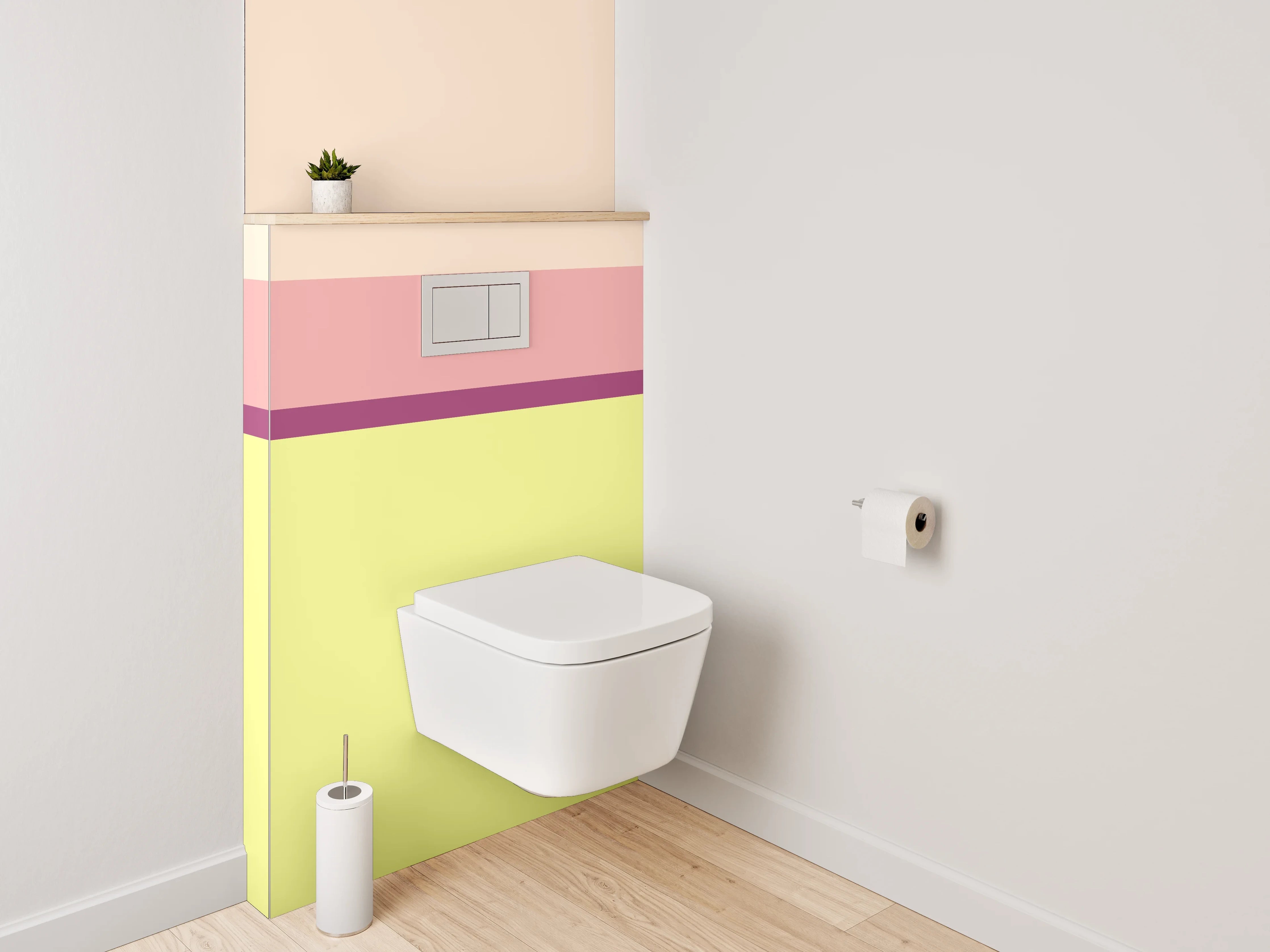 WC-Rückwand - Modernes Farbblock-Design Pastellrosa Gelb