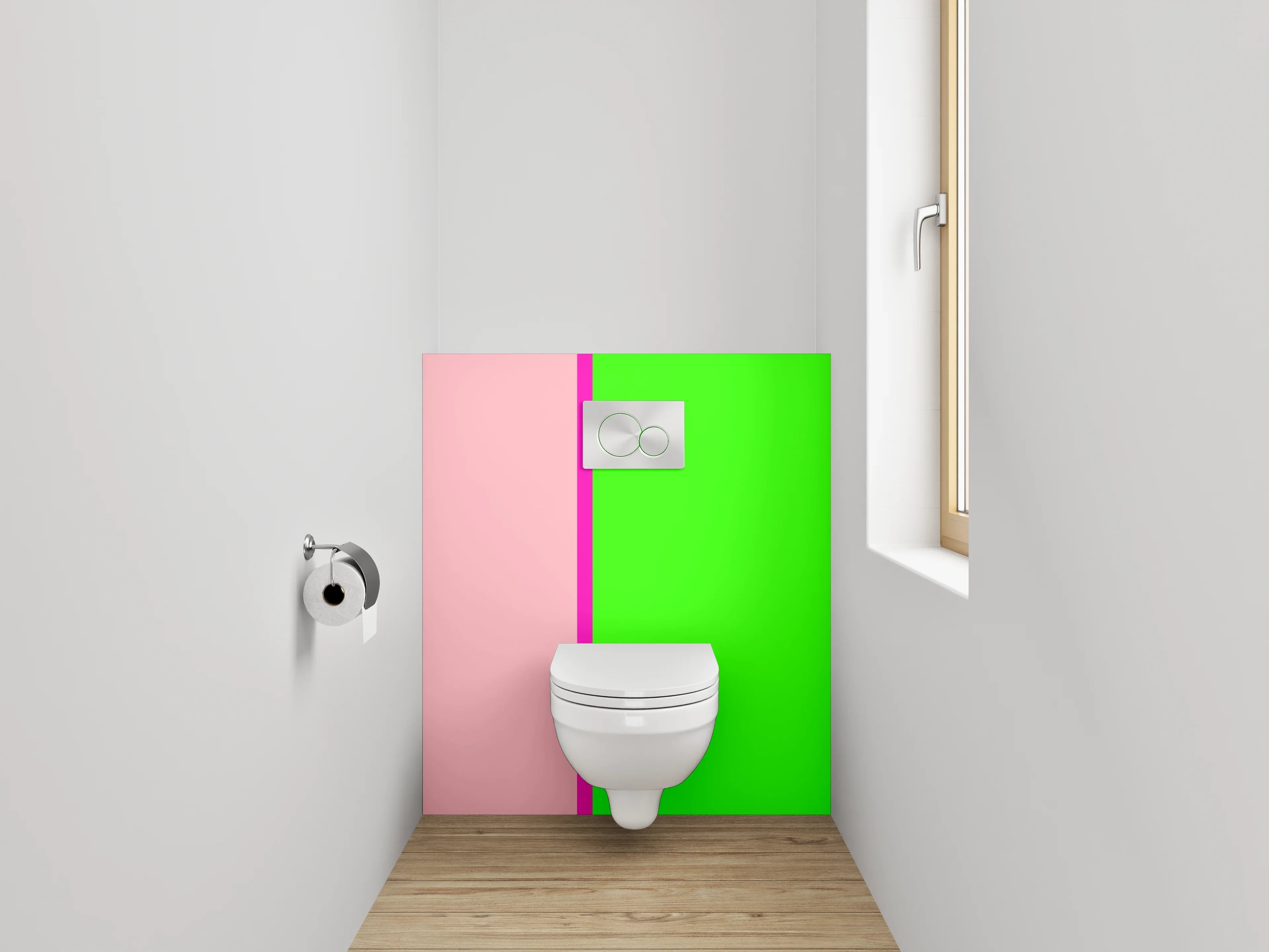 WC-Rückwand - Modernes Farbblock-Design Pink-Grün