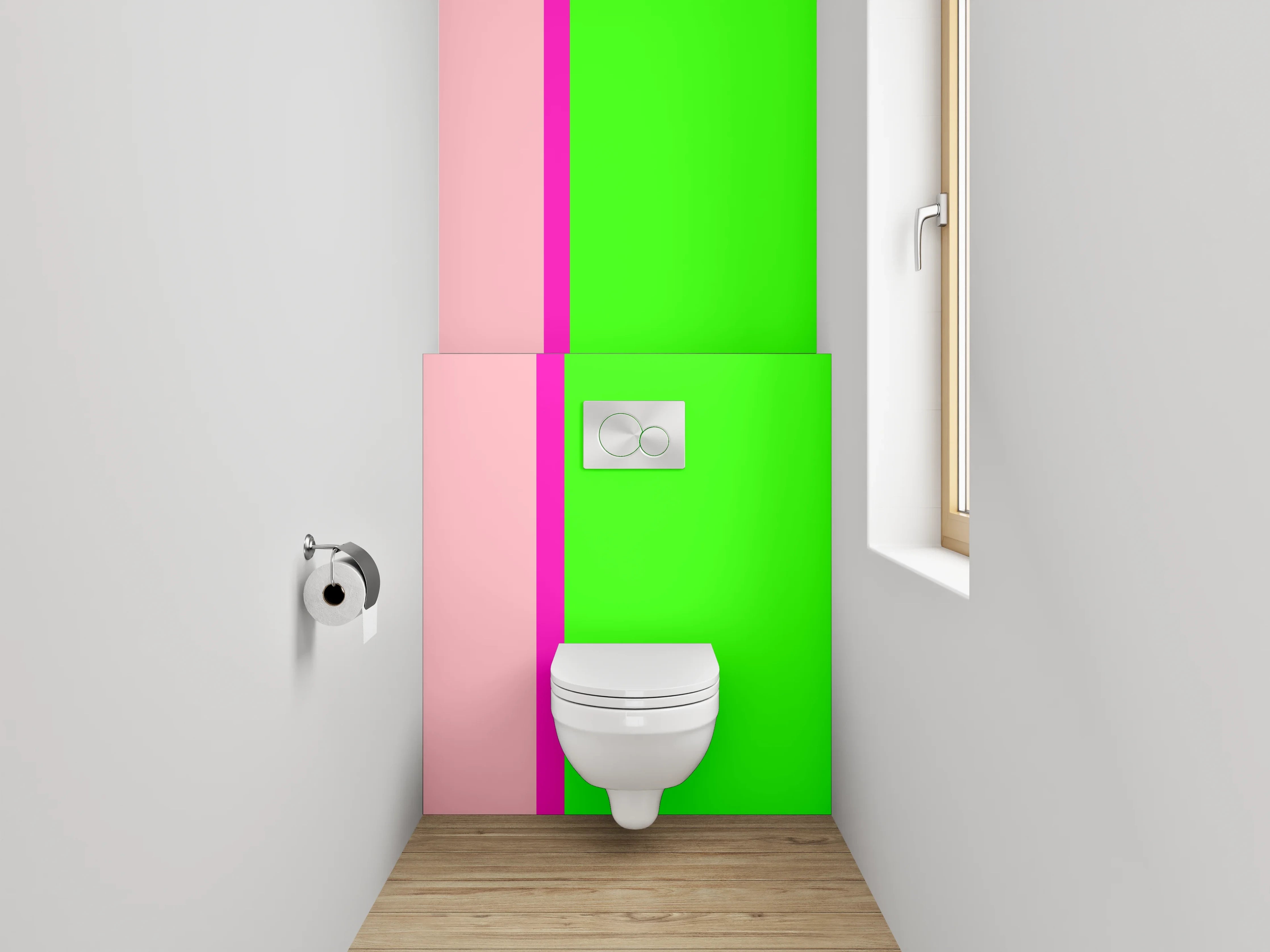 WC-Rückwand - Modernes Farbblock-Design Pink-Grün