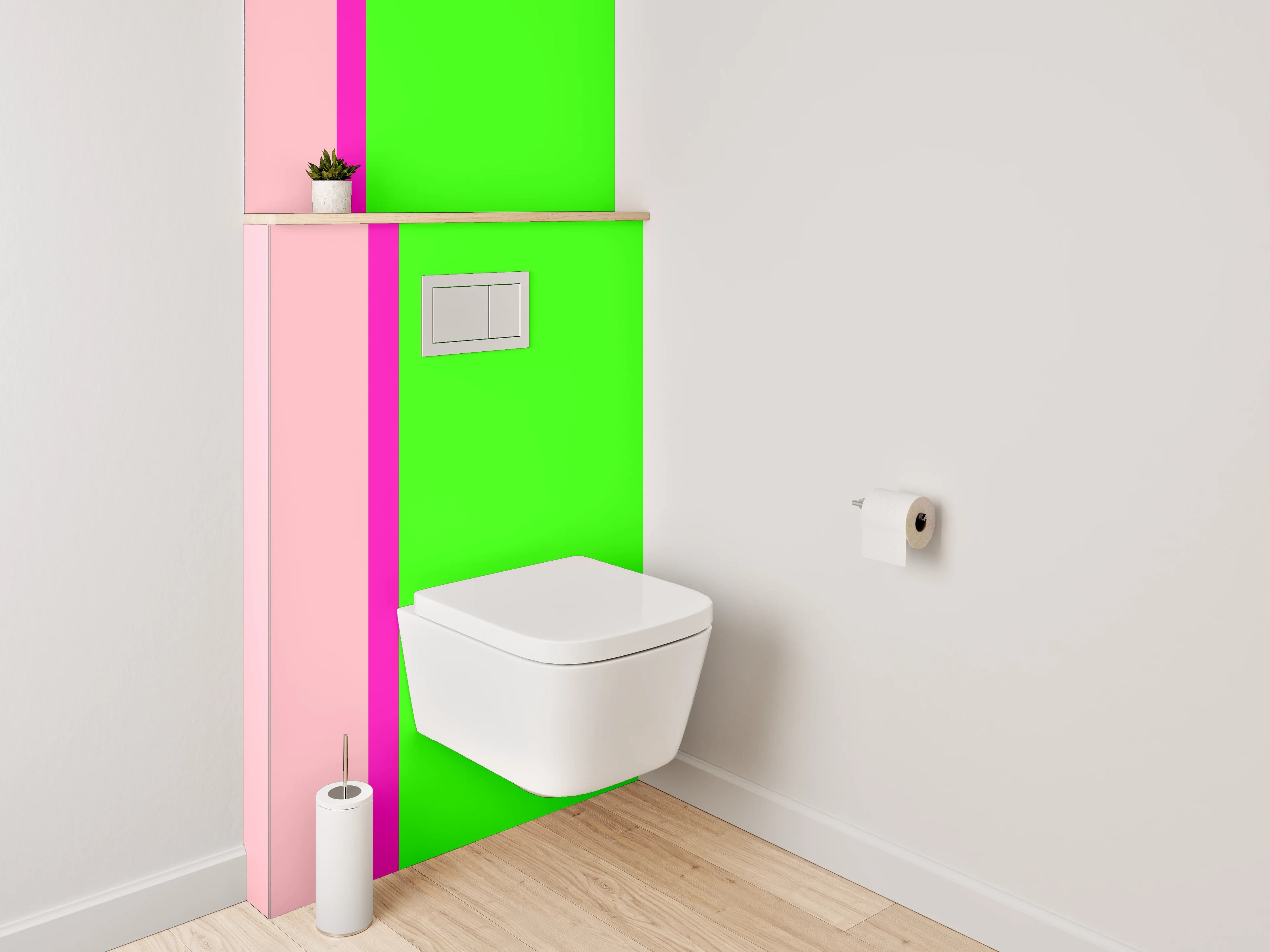 WC-Rückwand - Modernes Farbblock-Design Pink-Grün