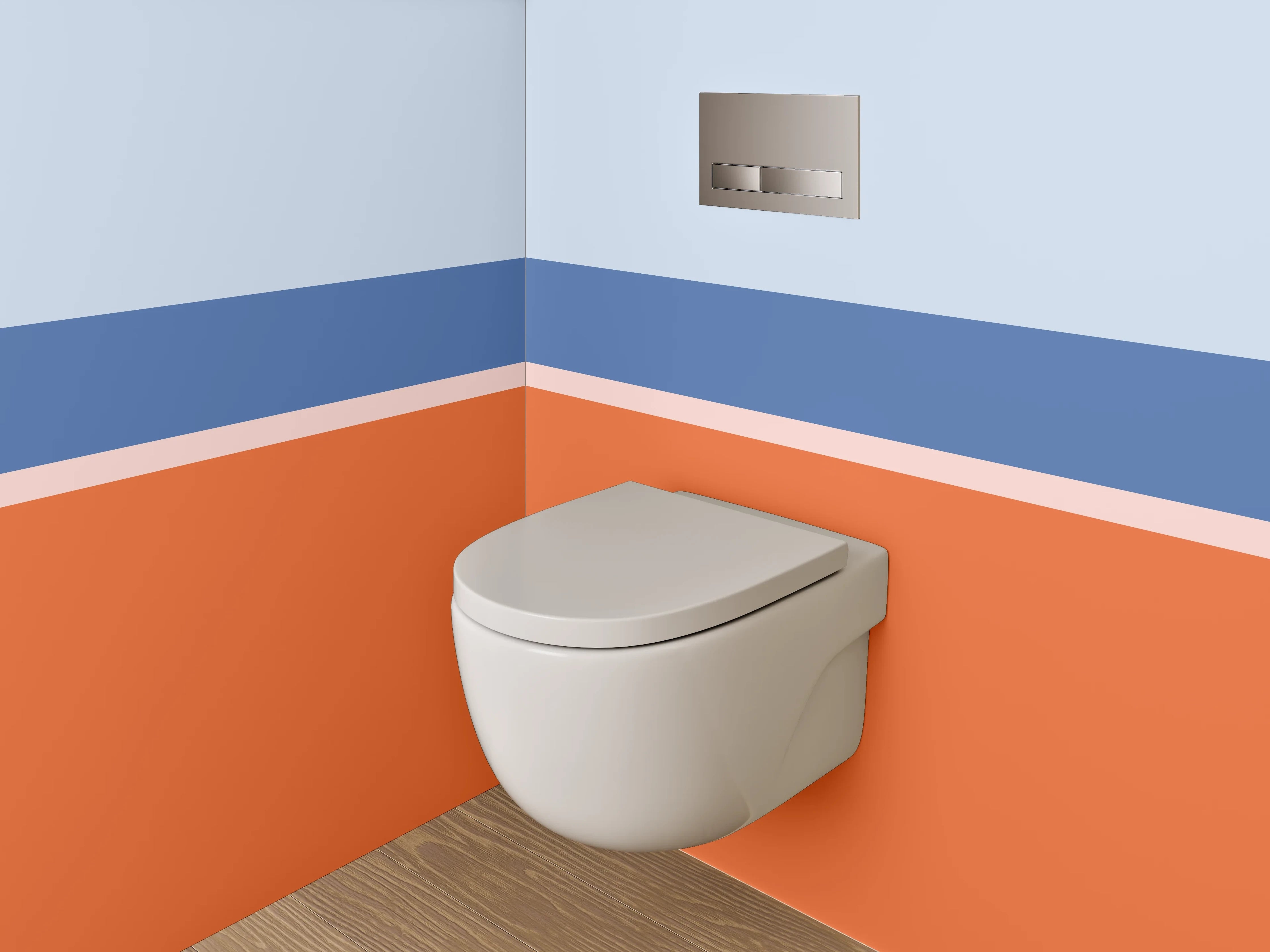 WC-Rückwand - Modernes Farbblock-Streifenmotiv Orange Blau