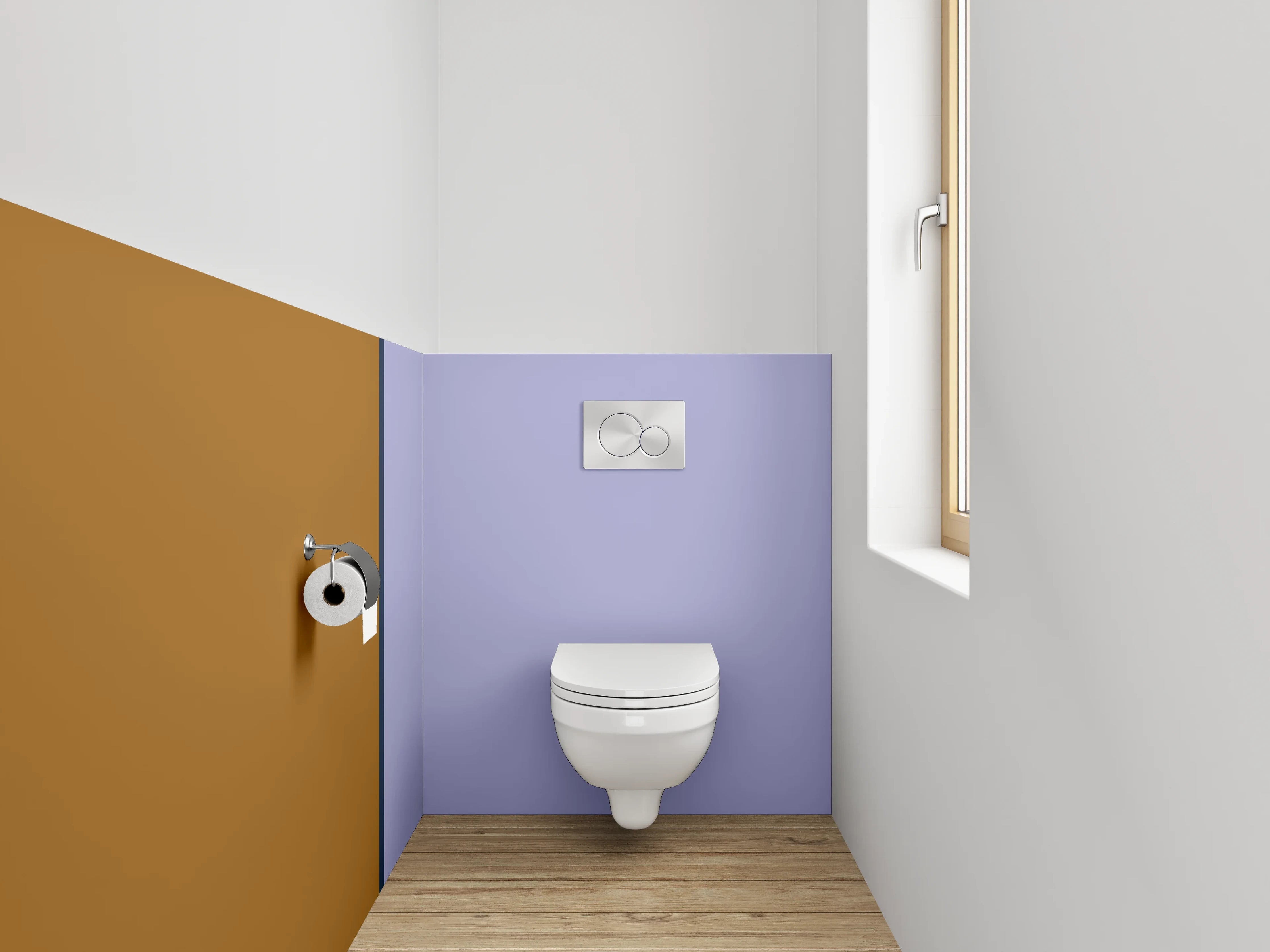 WC-Rückwand - Modernes Farbduo Braun Lila