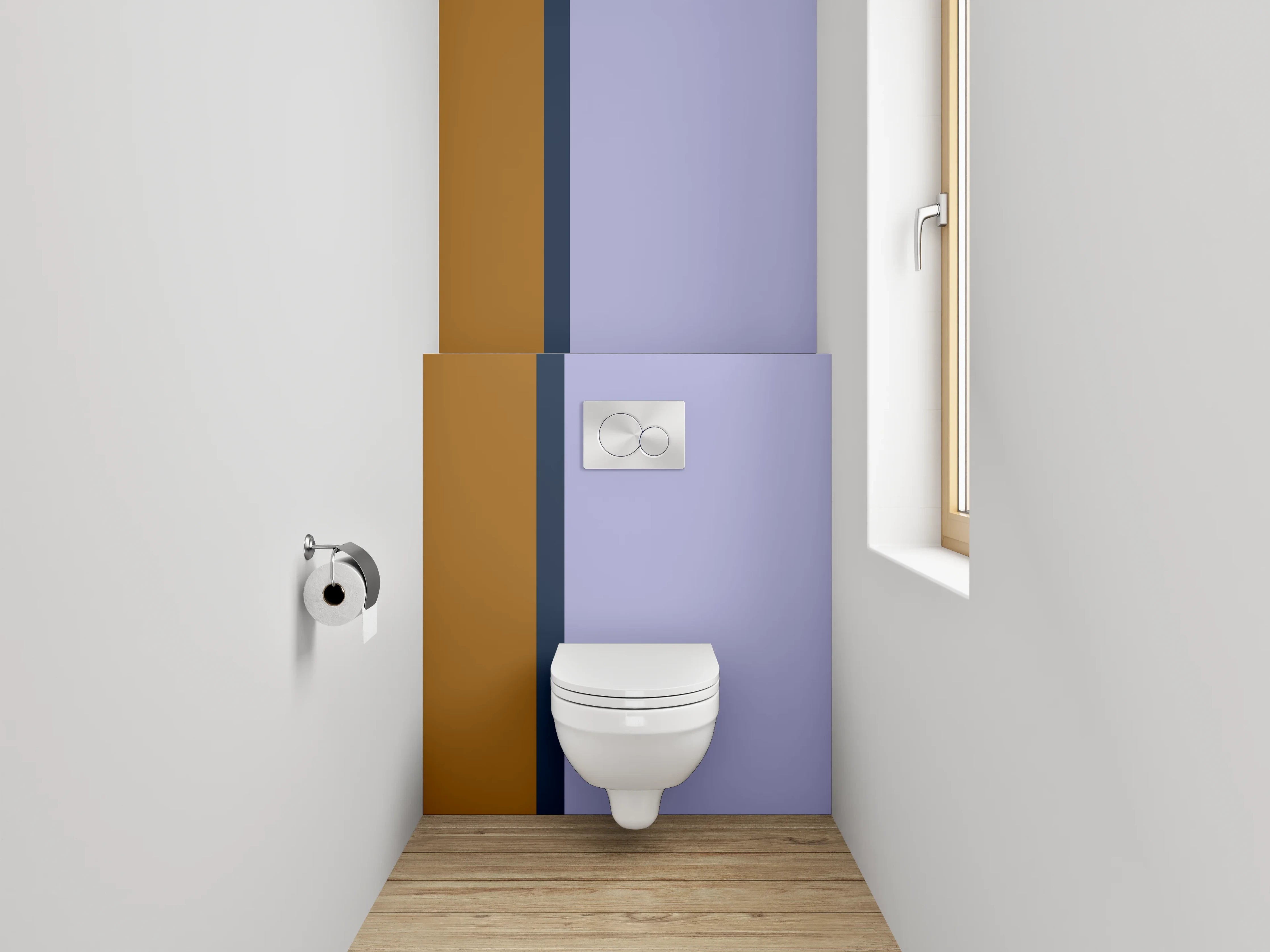 WC-Rückwand - Modernes Farbduo Braun Lila