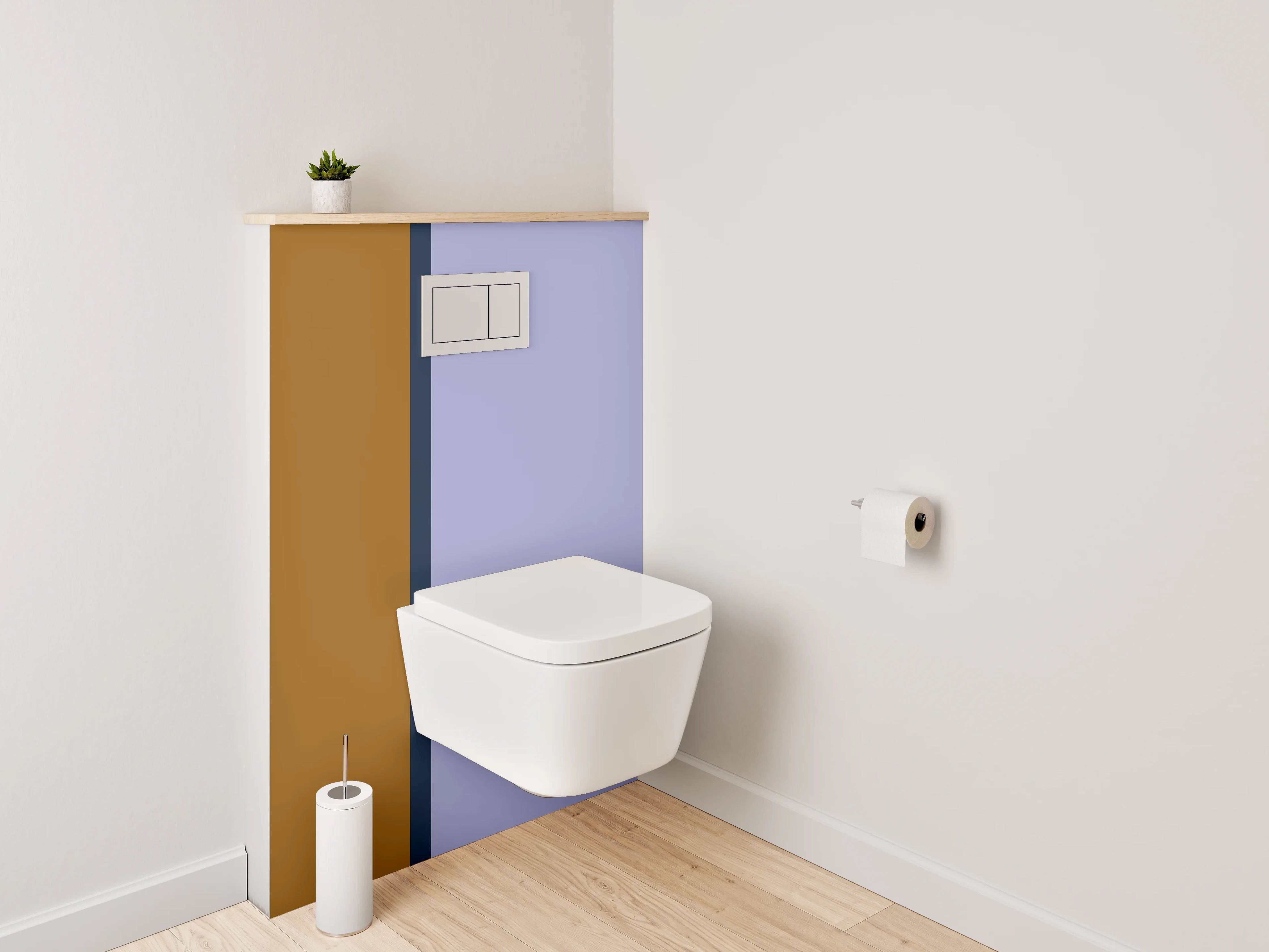 WC-Rückwand - Modernes Farbduo Braun Lila