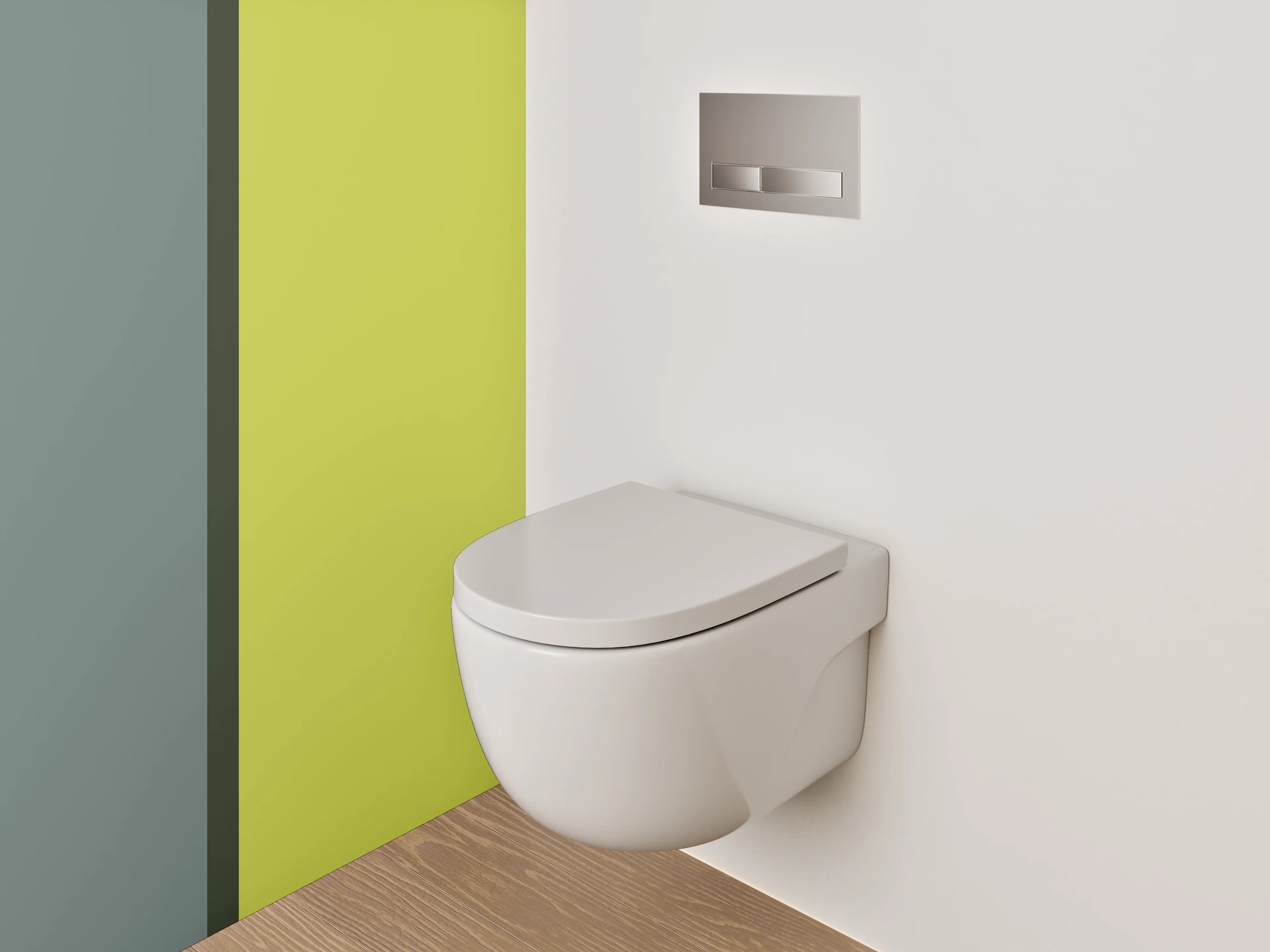 WC-Rückwand - Modernes Farbduo Grau und Gelb