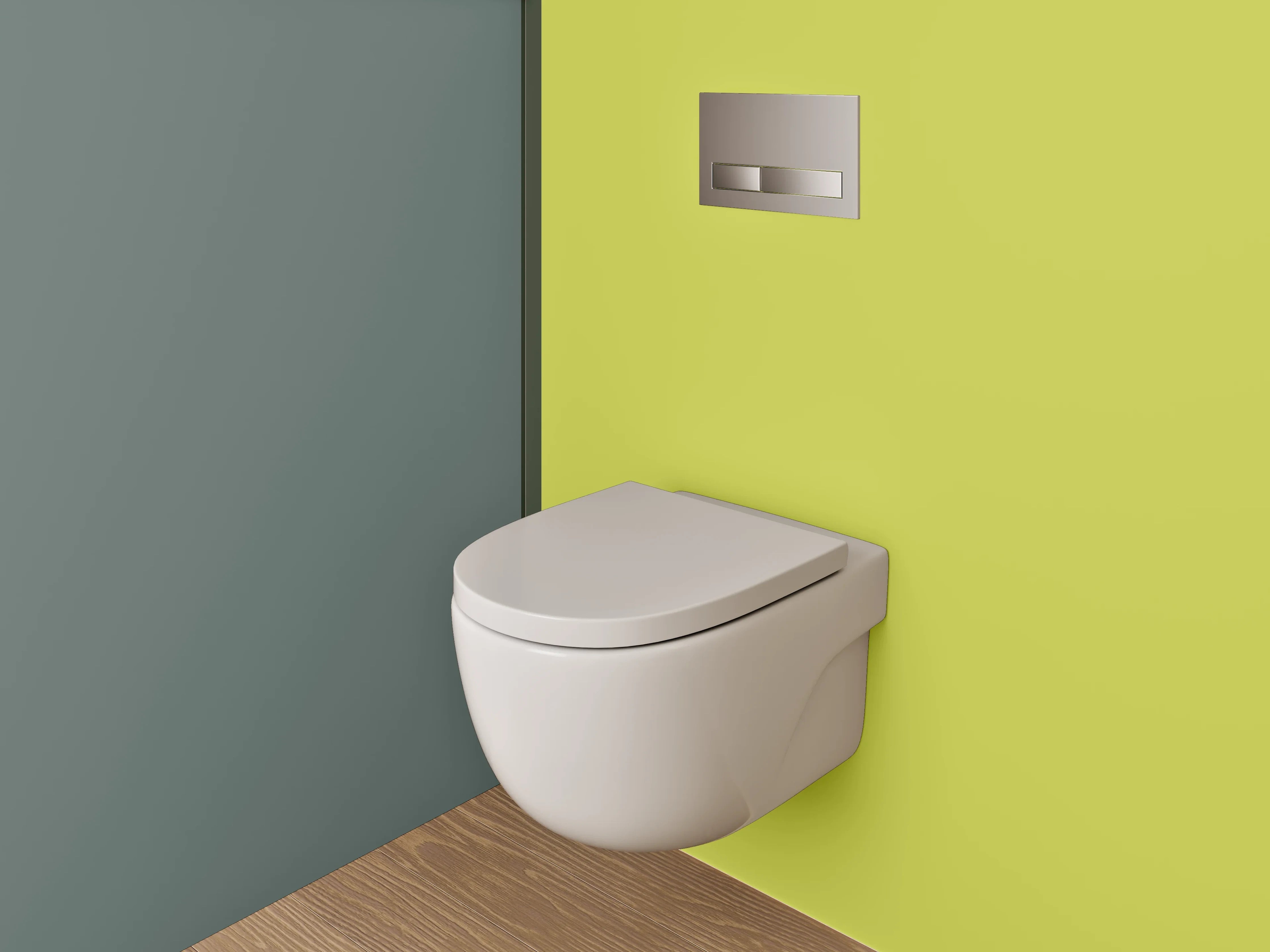 WC-Rückwand - Modernes Farbduo Grau und Gelb