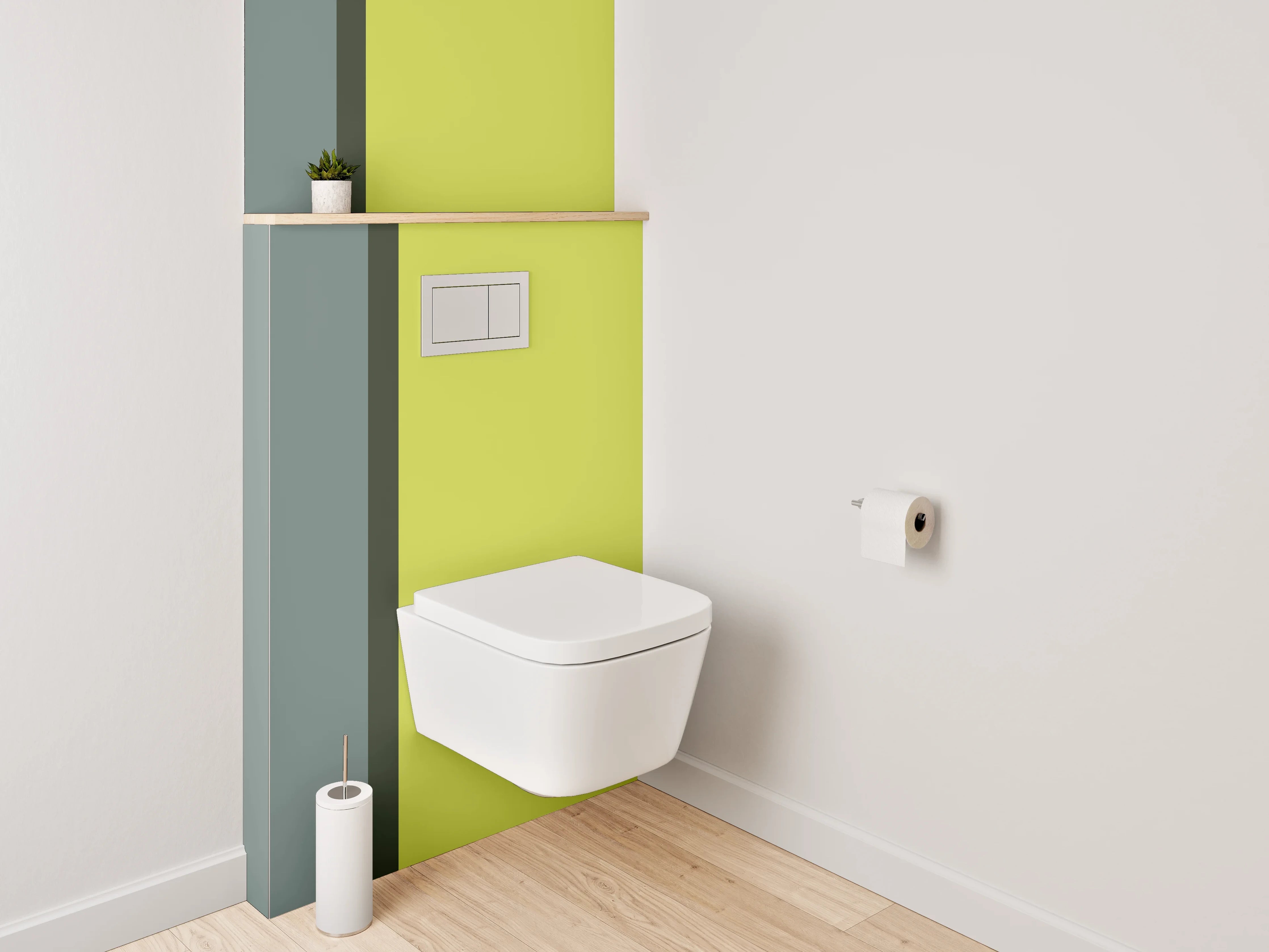 WC-Rückwand - Modernes Farbduo Grau und Gelb