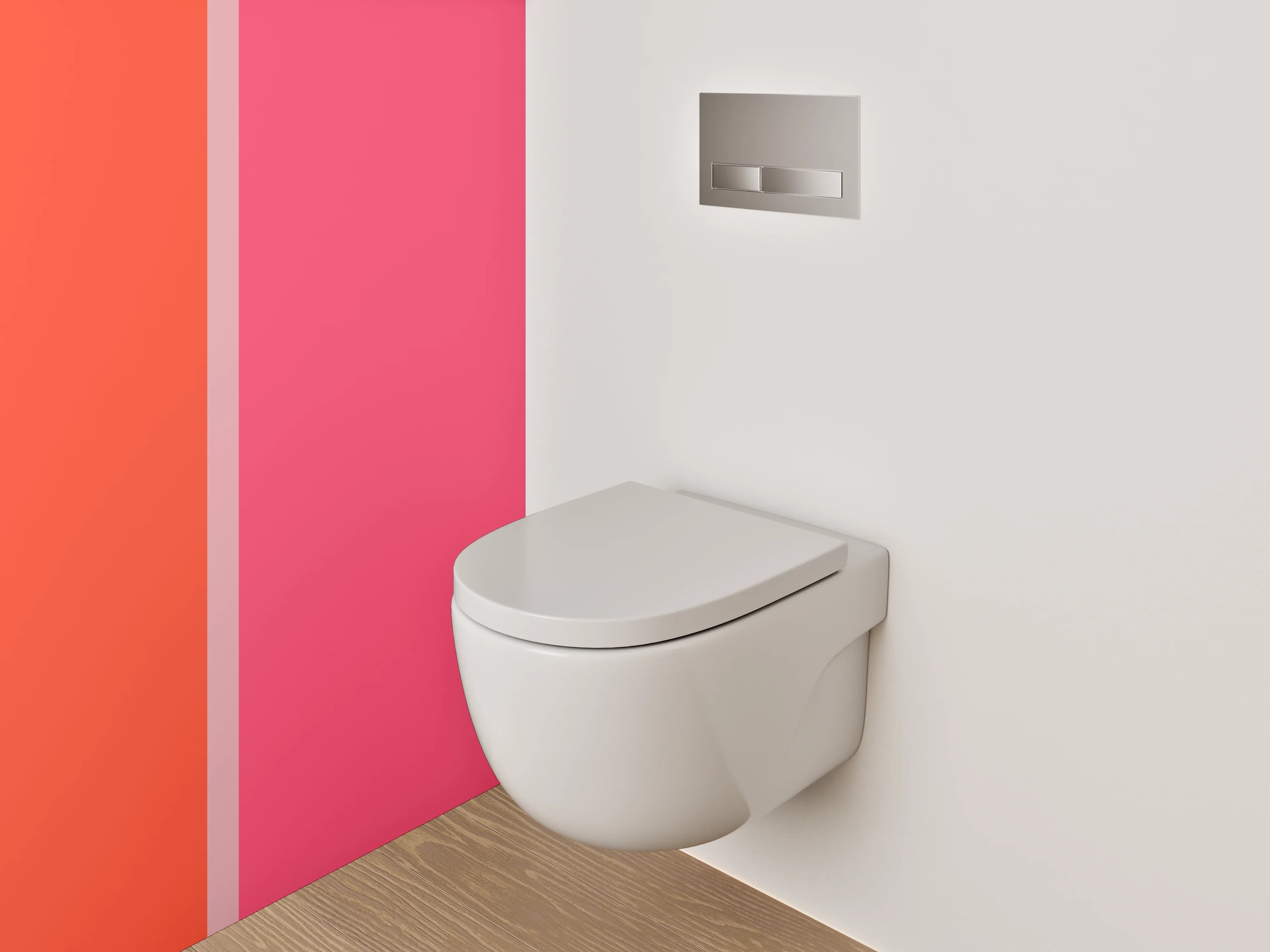 WC-Rückwand - Modernes Farbduo Rot Pink