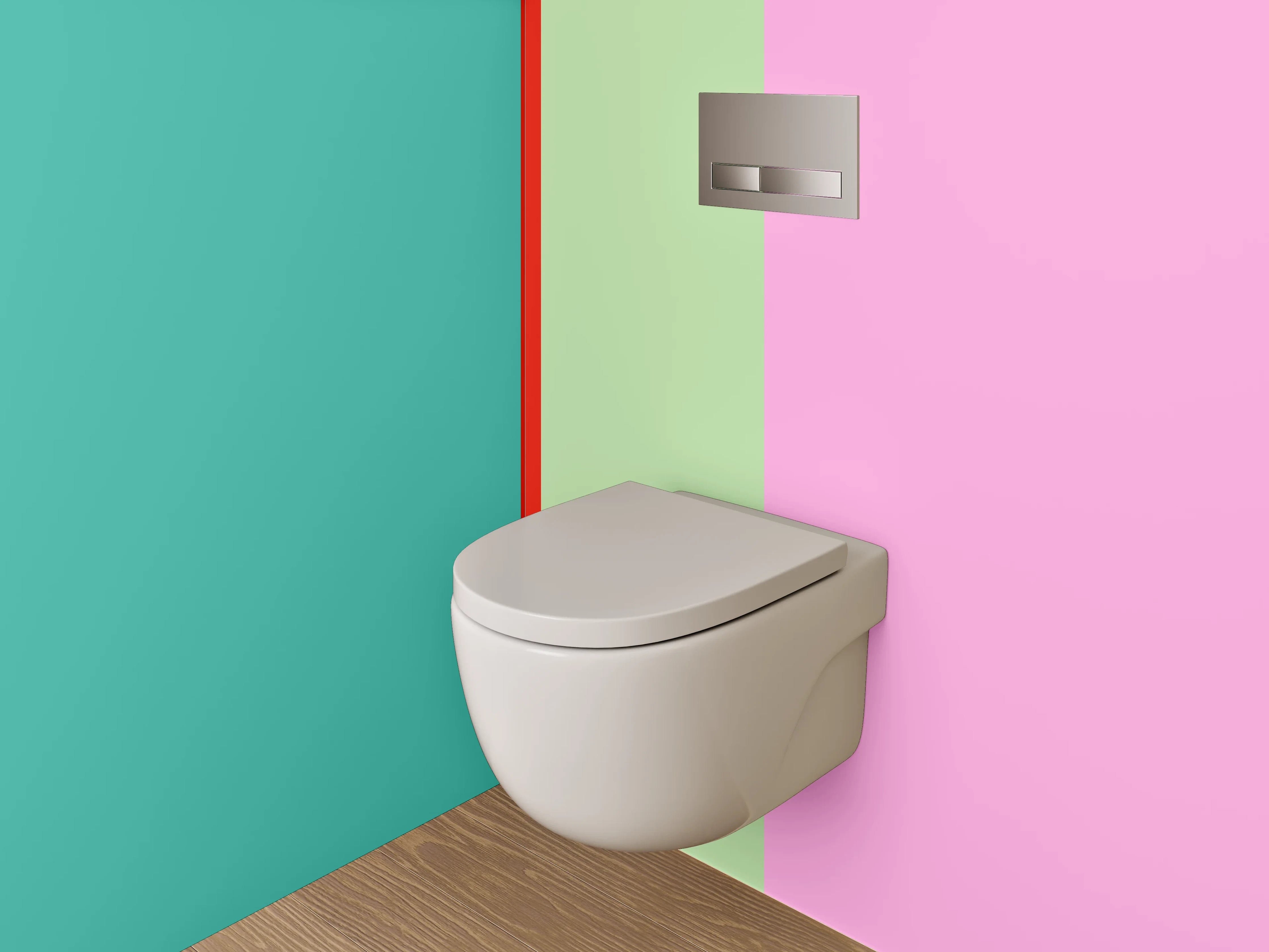 WC-Rückwand - Modernes Farbfeld-Design Türkis Rosa