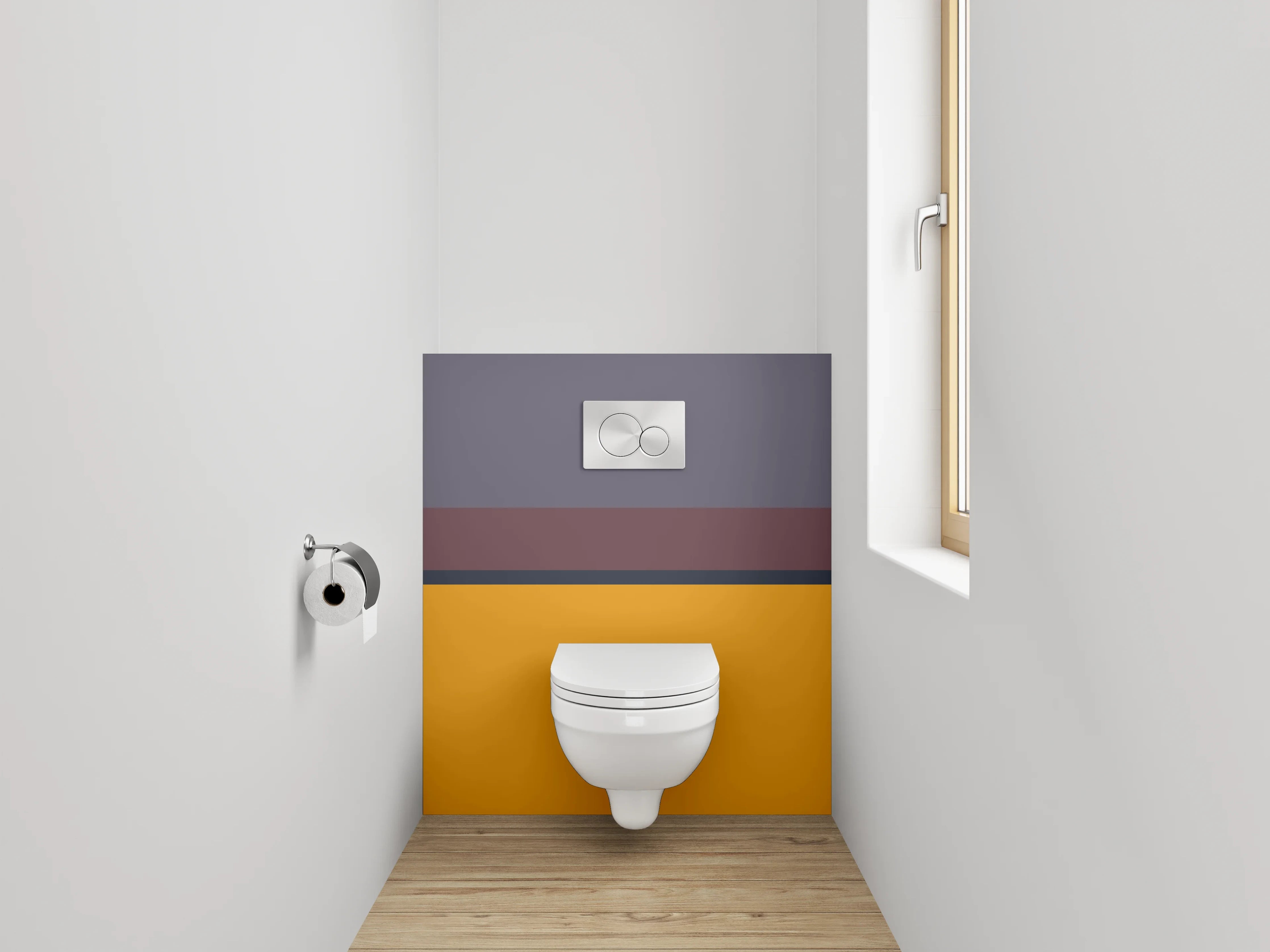 WC-Rückwand - Modernes Farbfeld Orange Lila Grau