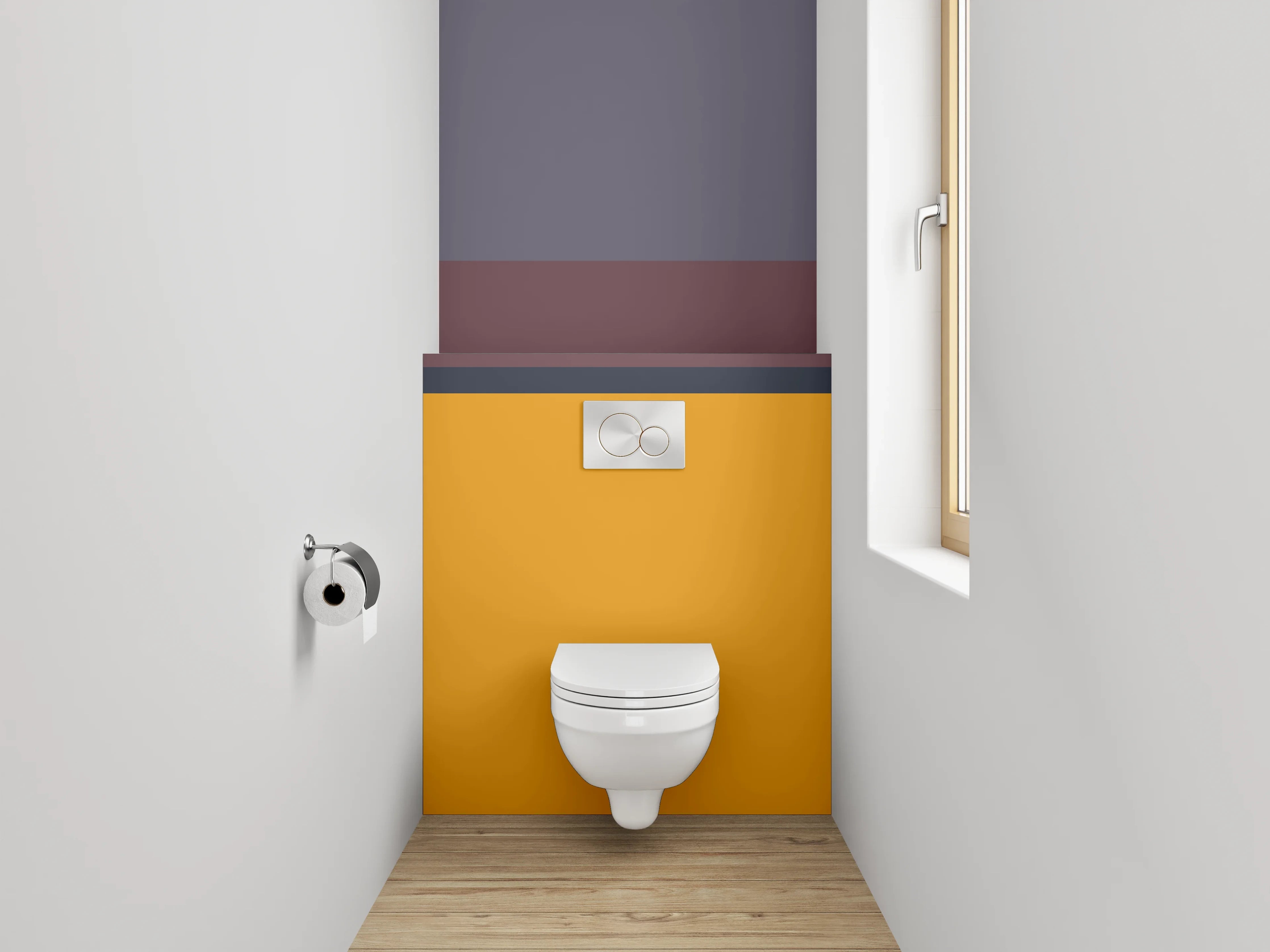 WC-Rückwand - Modernes Farbfeld Orange Lila Grau