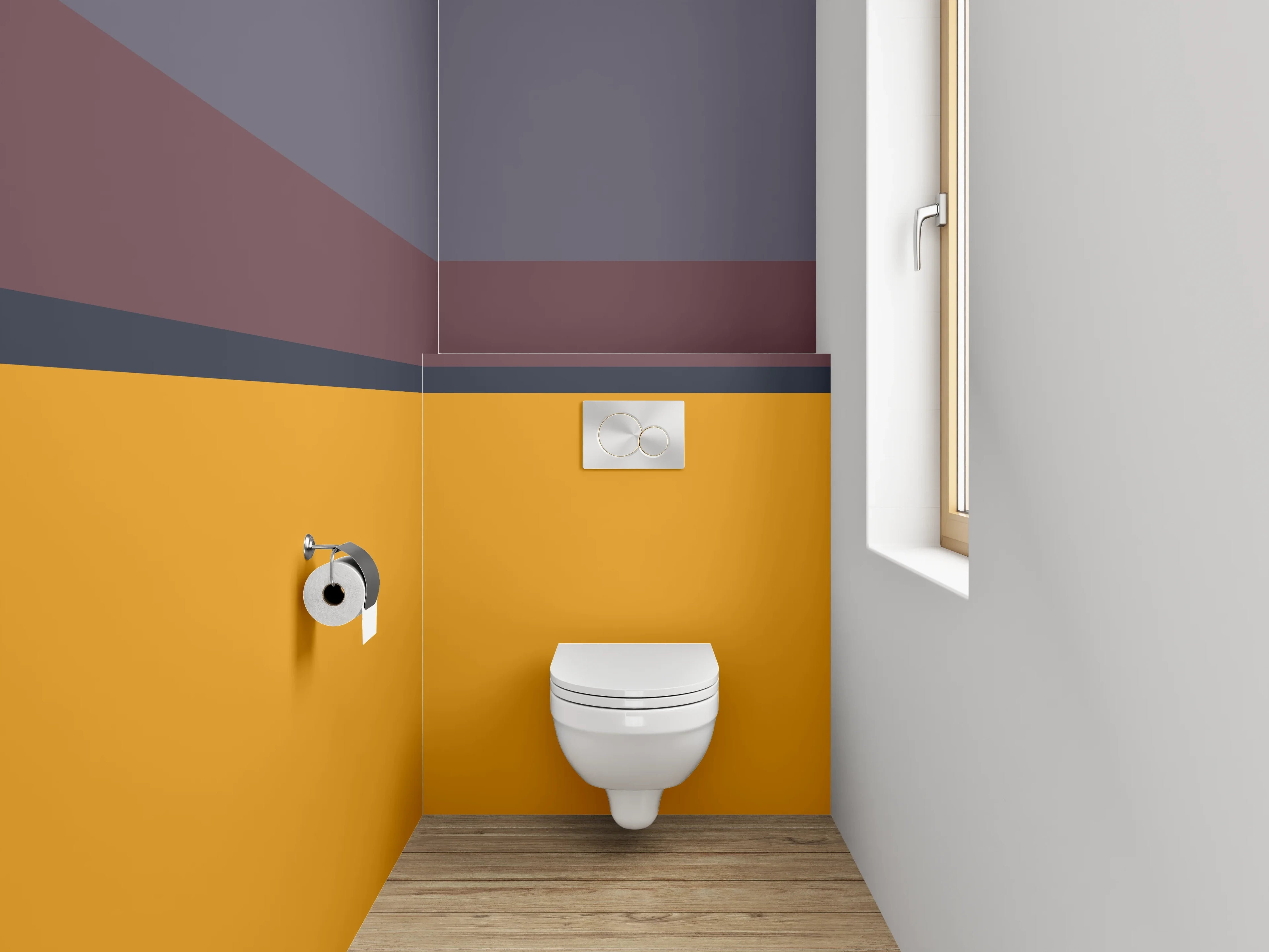 WC-Rückwand - Modernes Farbfeld Orange Lila Grau