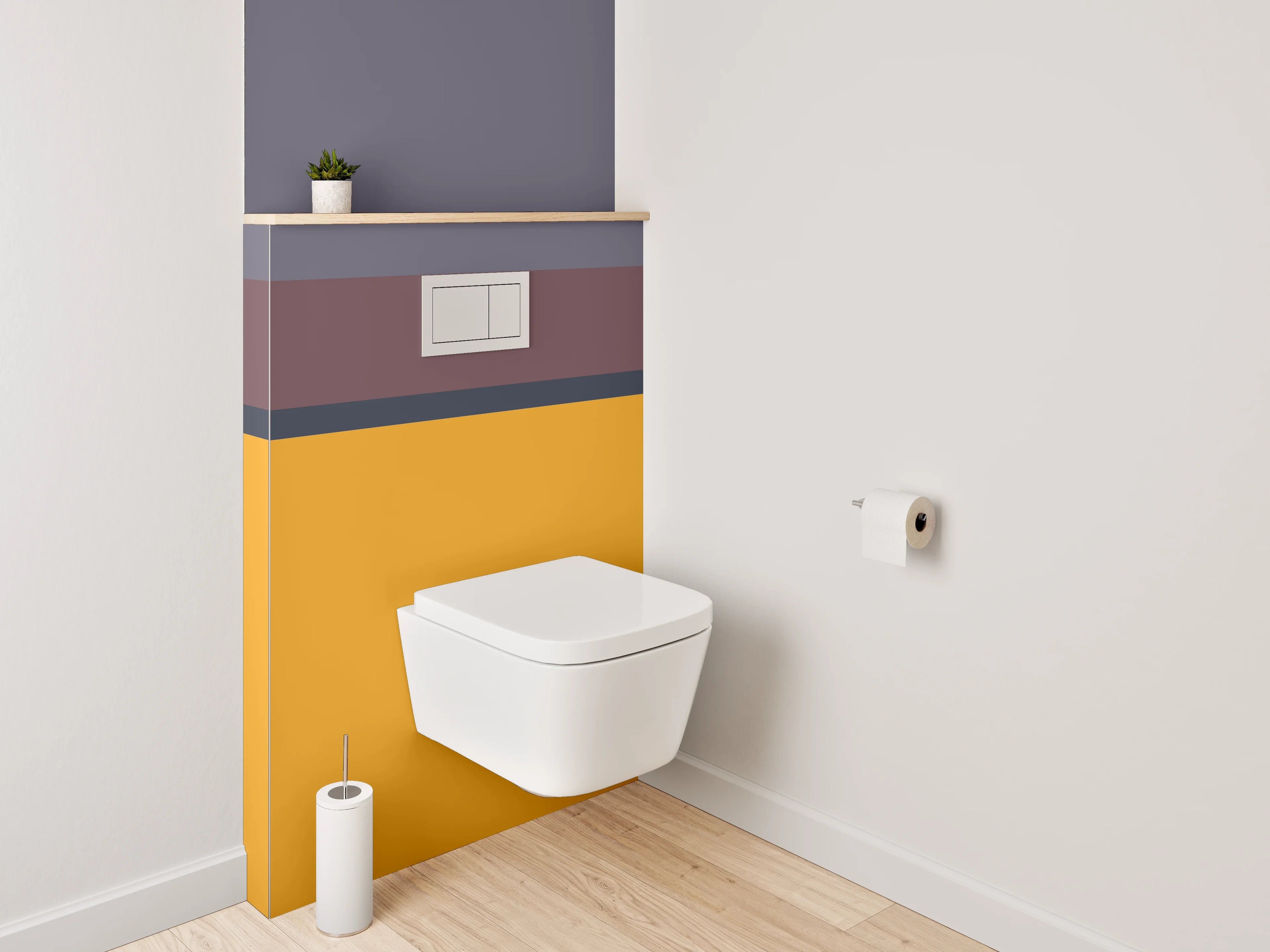 WC-Rückwand - Modernes Farbfeld Orange Lila Grau