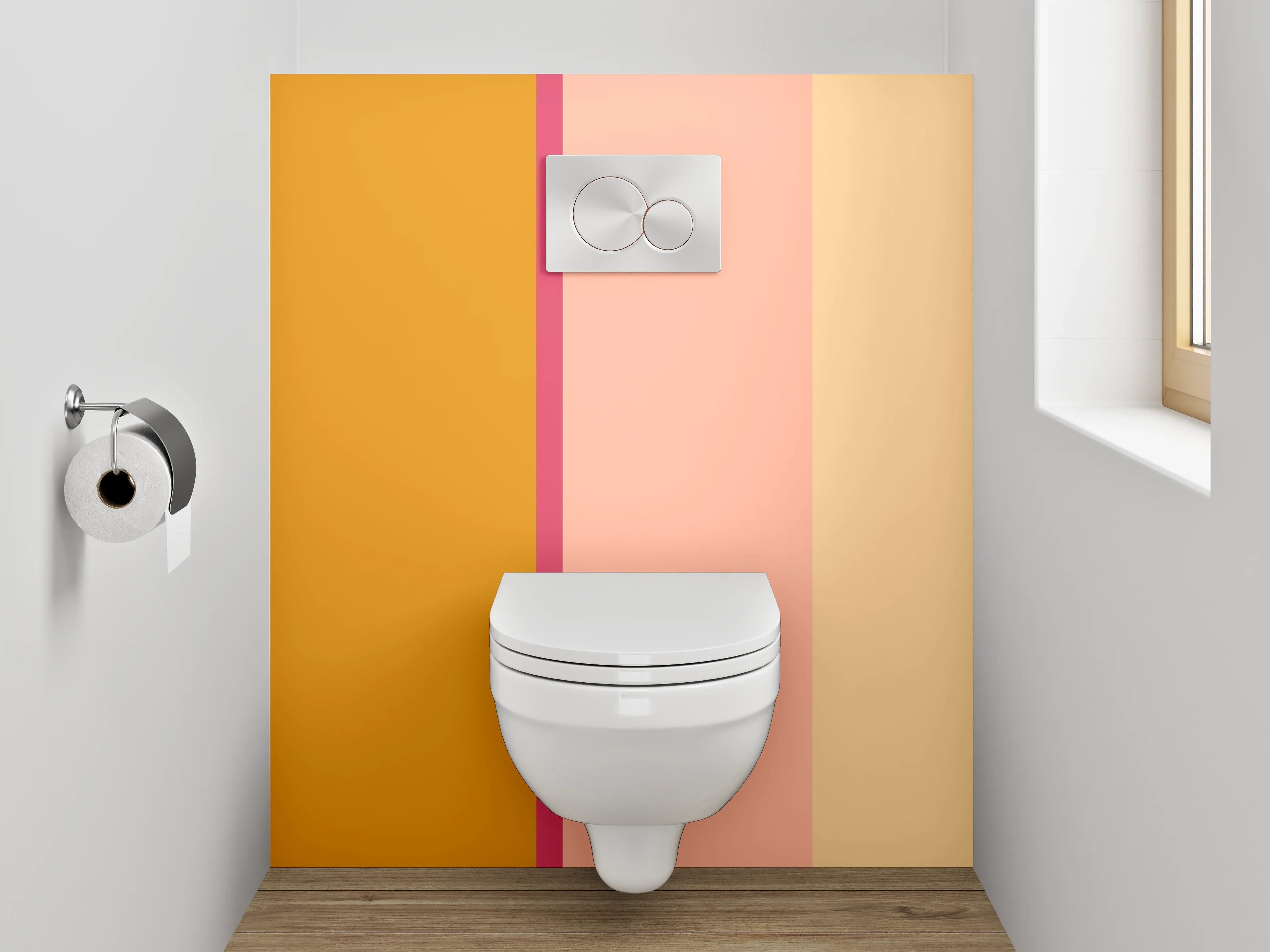 WC-Rückwand - Modernes Farbspiel Orange Beige Rosa