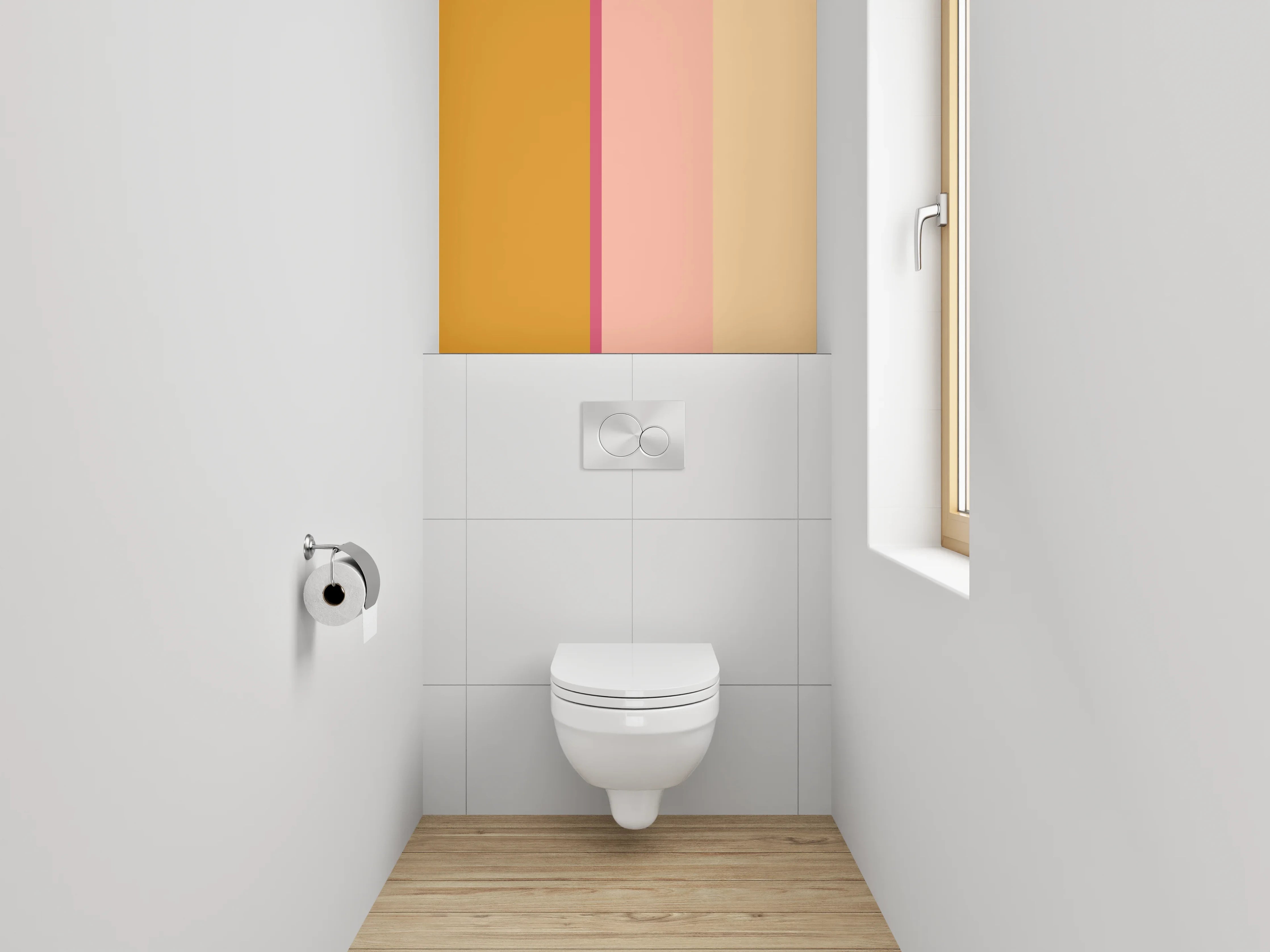 WC-Rückwand - Modernes Farbspiel Orange Beige Rosa