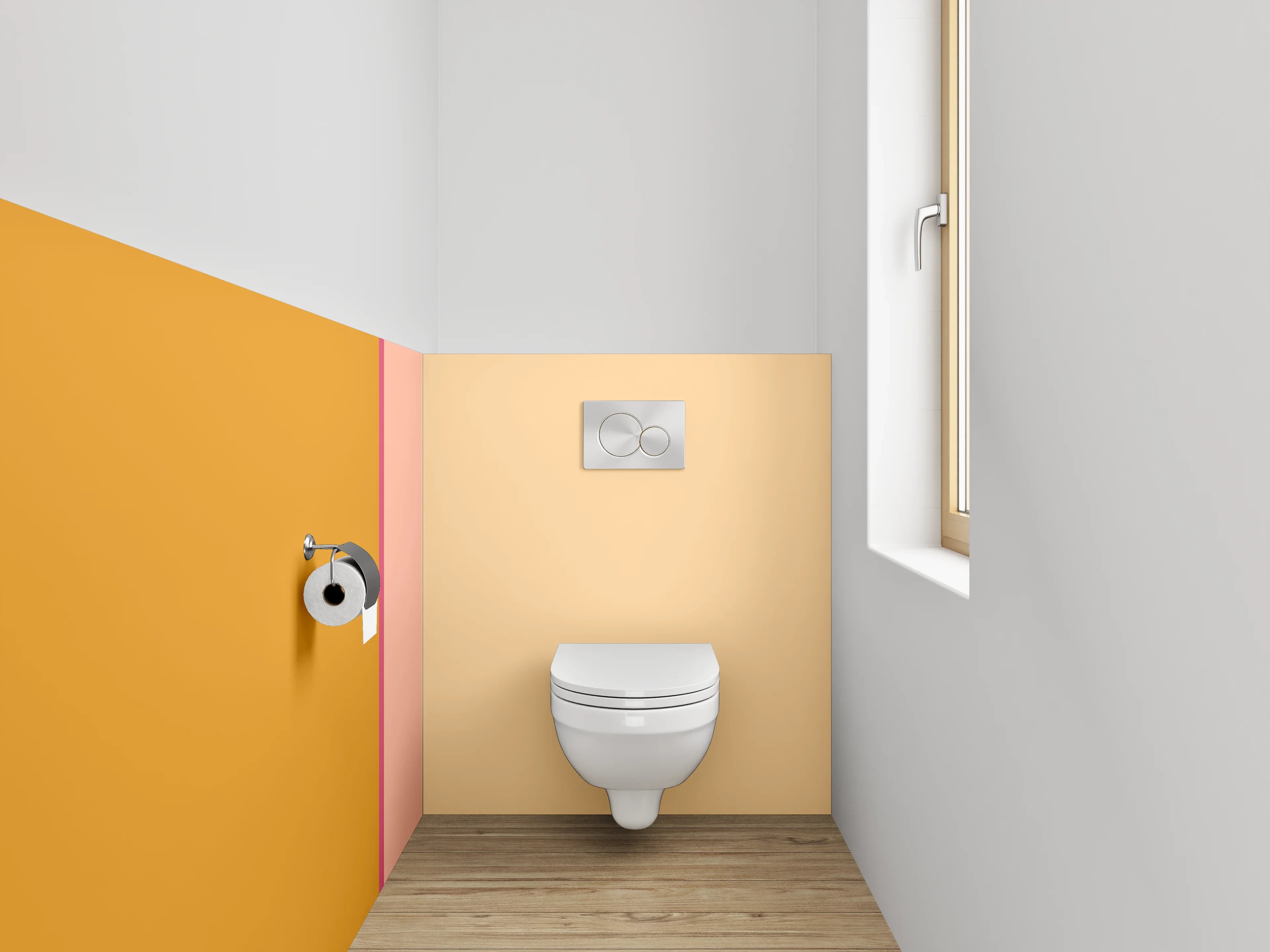 WC-Rückwand - Modernes Farbspiel Orange Beige Rosa