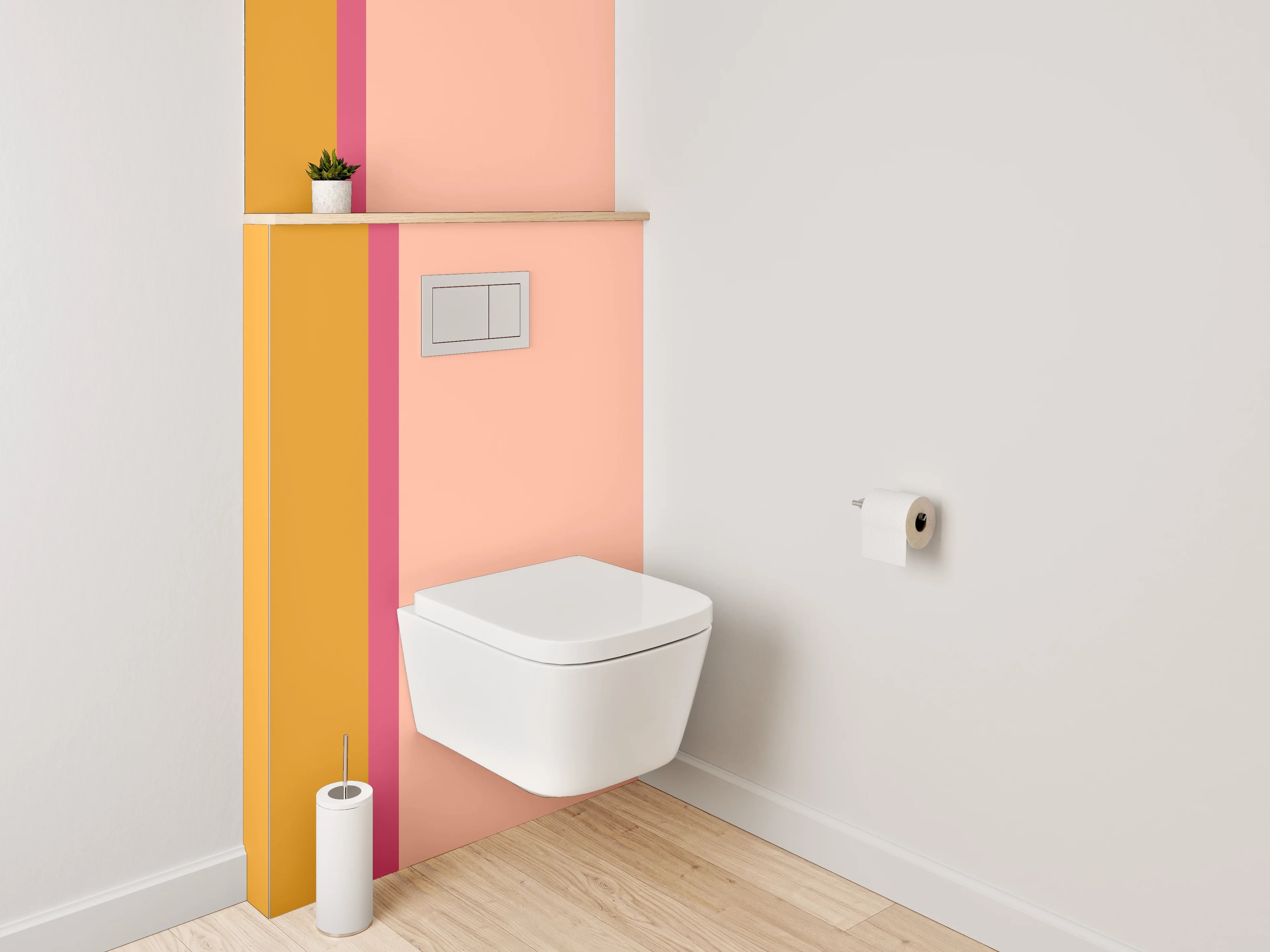 WC-Rückwand - Modernes Farbspiel Orange Beige Rosa