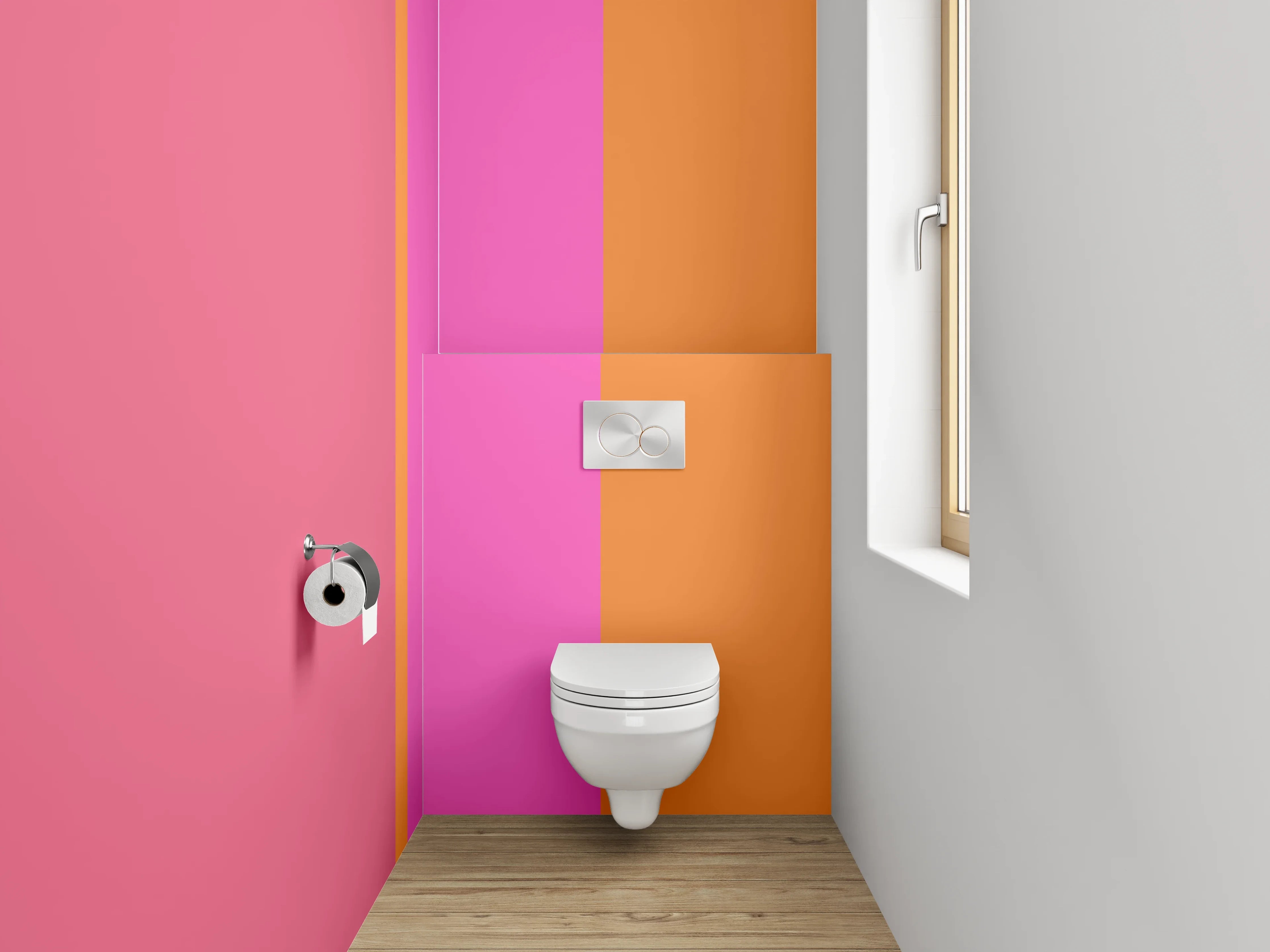 WC-Rückwand - Modernes Farbspiel Streifenoptik