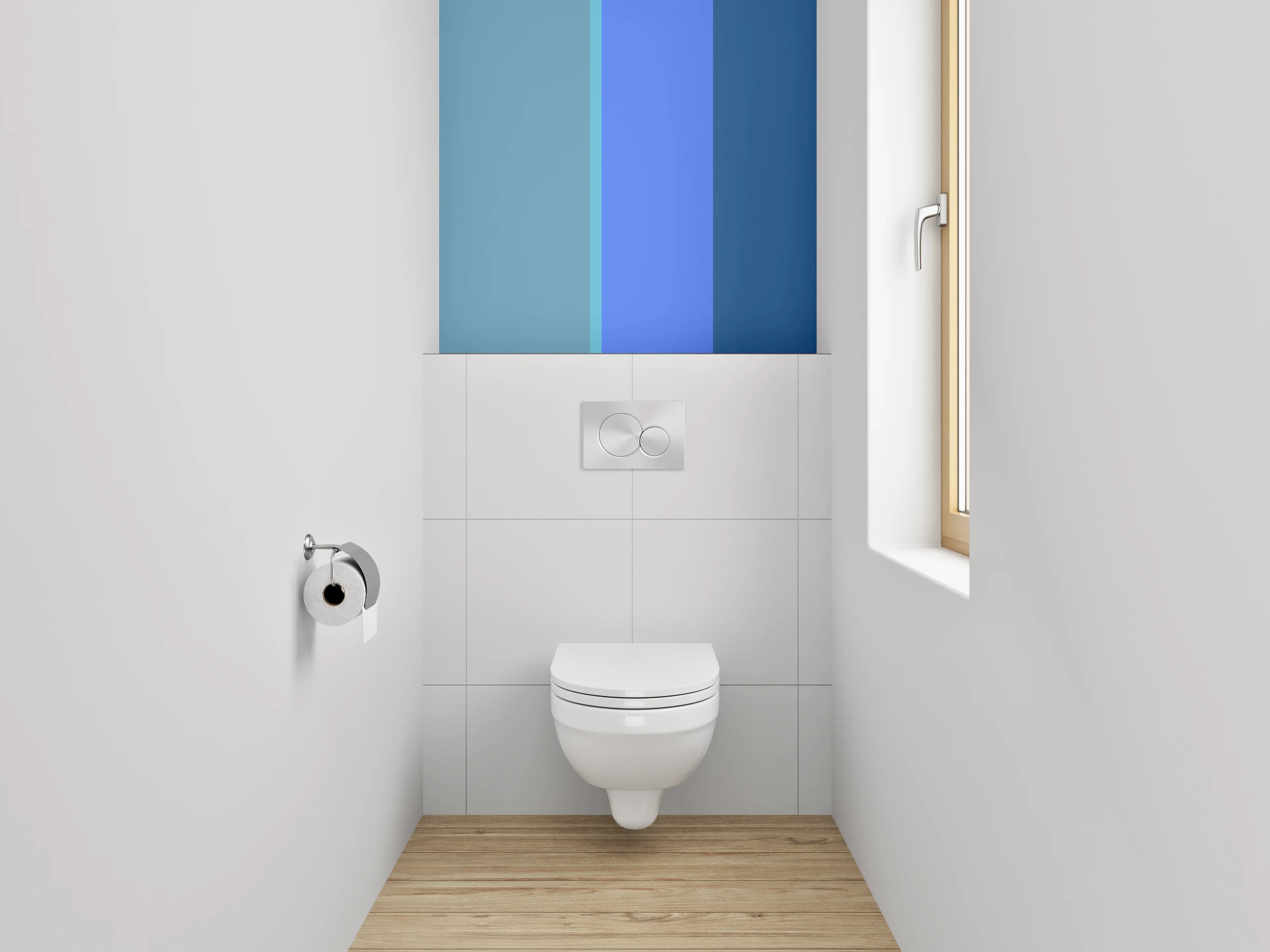 WC-Rückwand - Modernes Farbspiel in Blau und Türkis