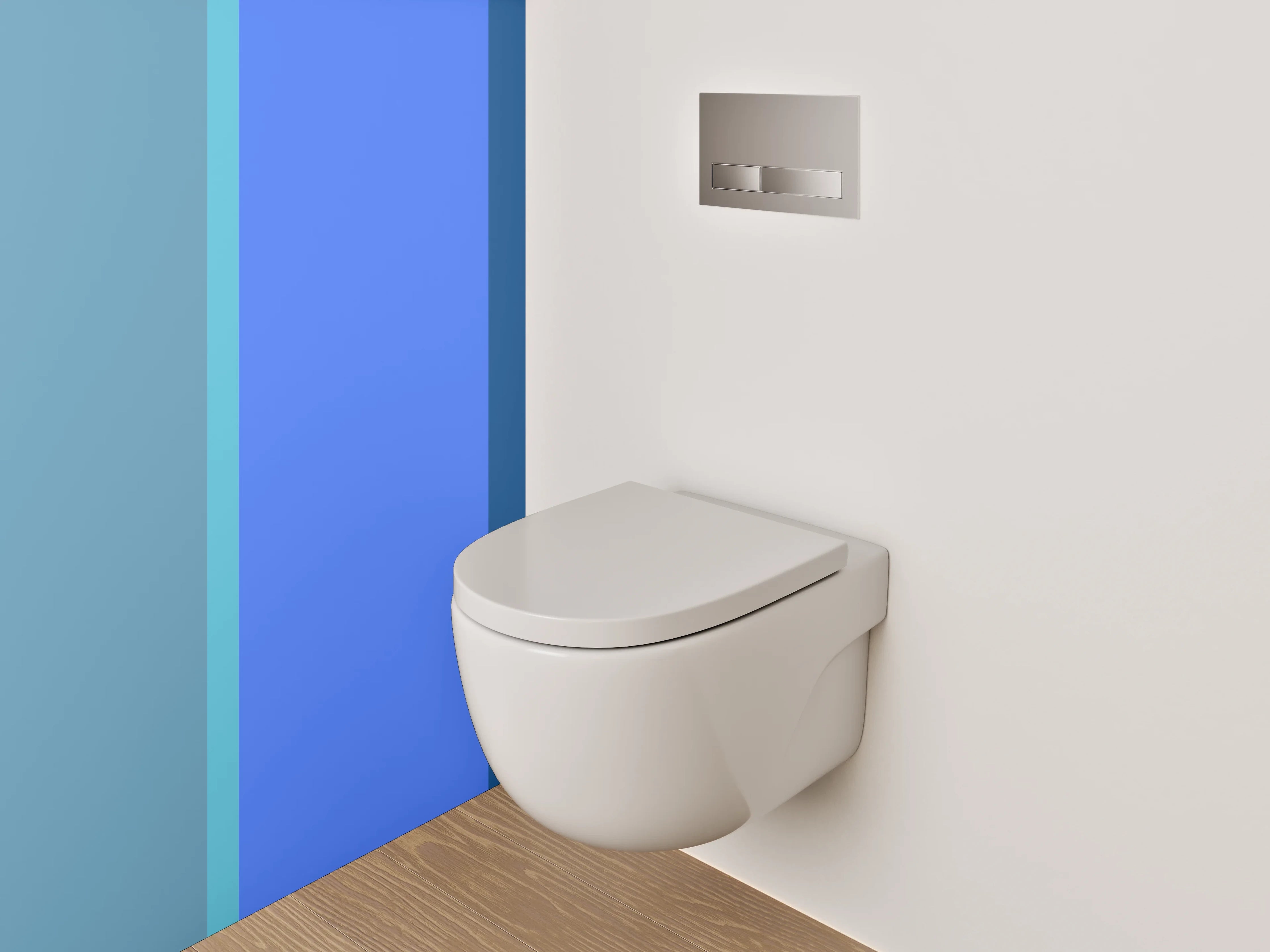 WC-Rückwand - Modernes Farbspiel in Blau und Türkis