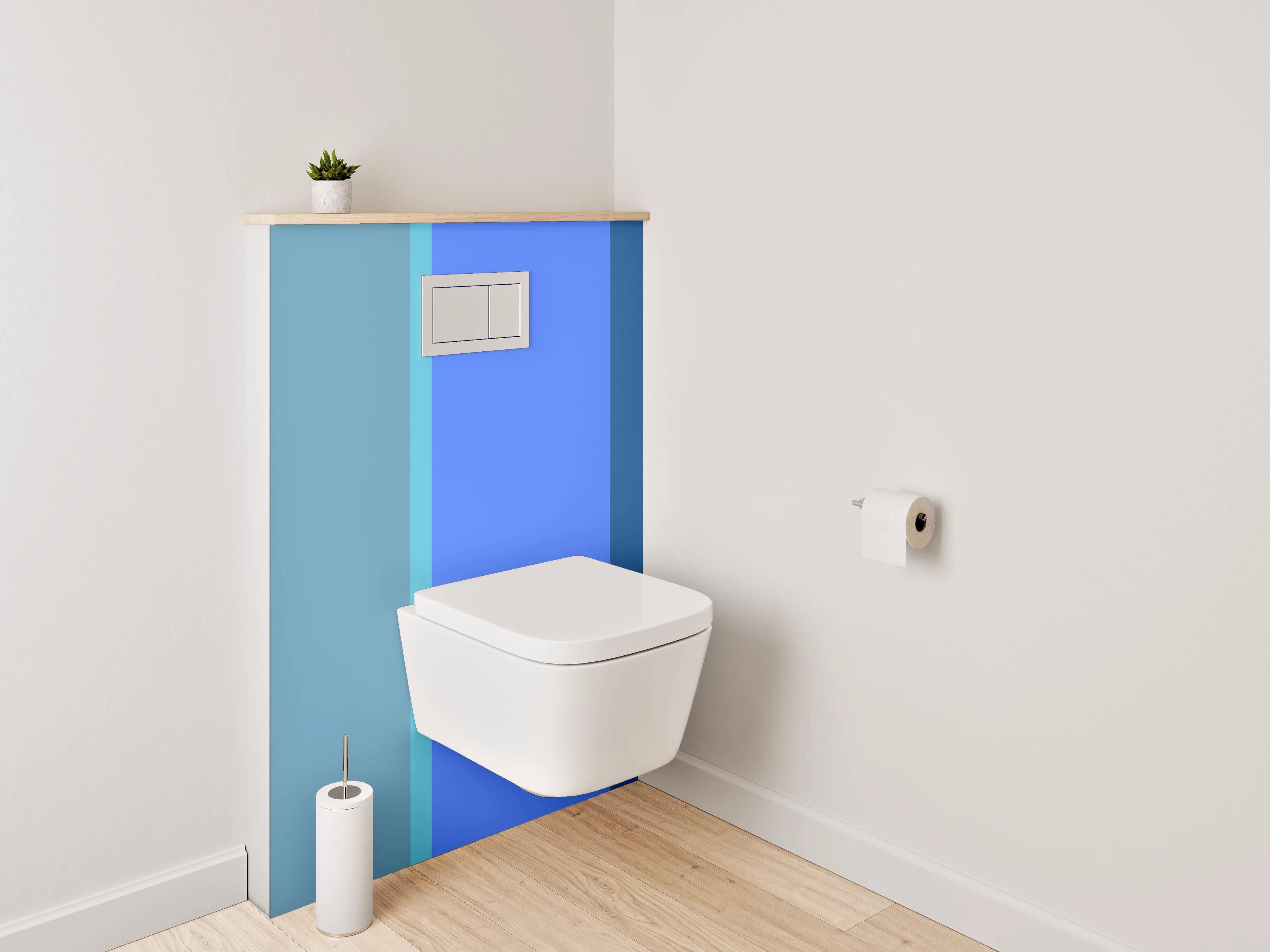 WC-Rückwand - Modernes Farbspiel in Blau und Türkis