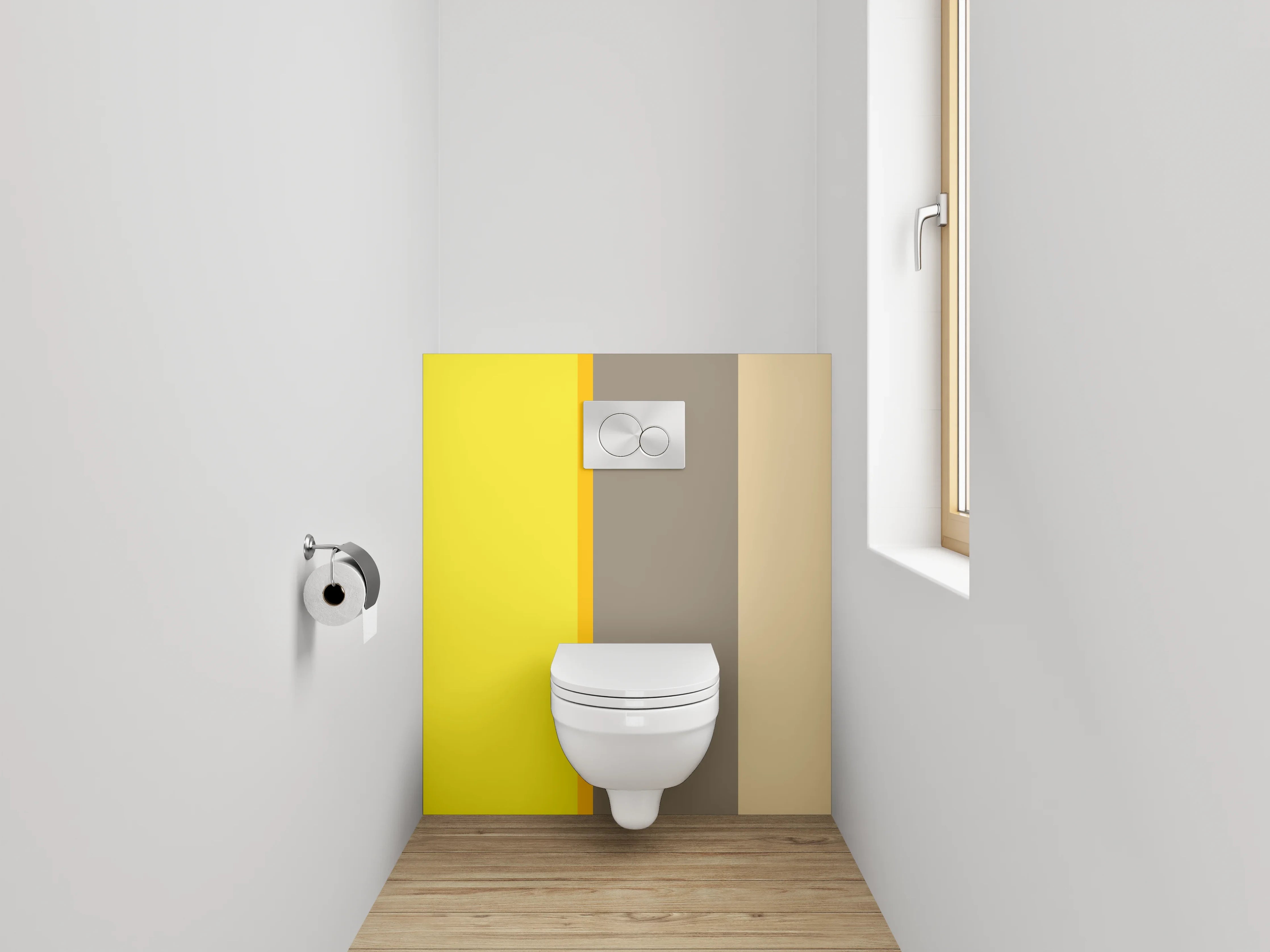 WC-Rückwand - Modernes Farbstreifen-Design Gelb Beige