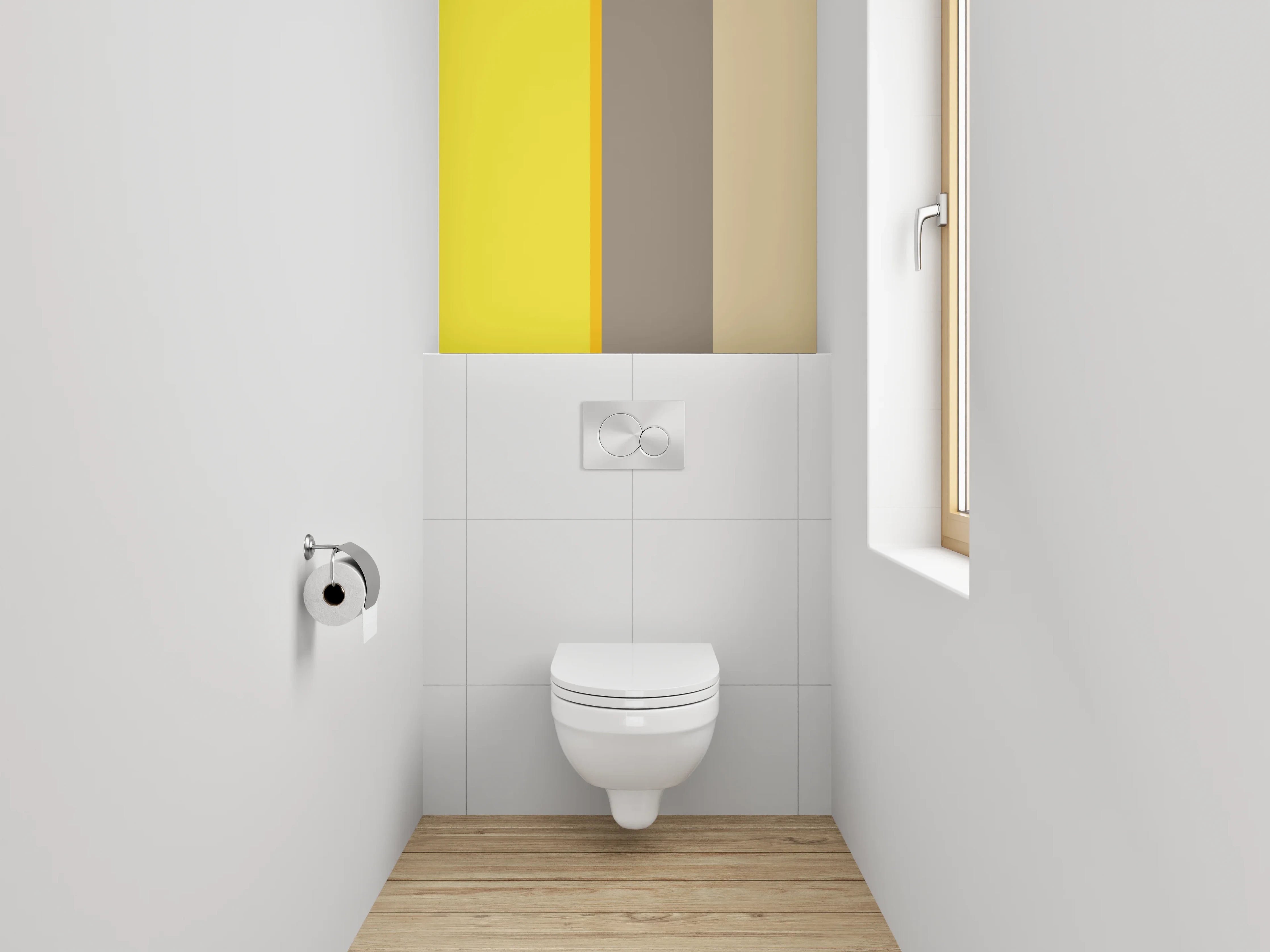 WC-Rückwand - Modernes Farbstreifen-Design Gelb Beige