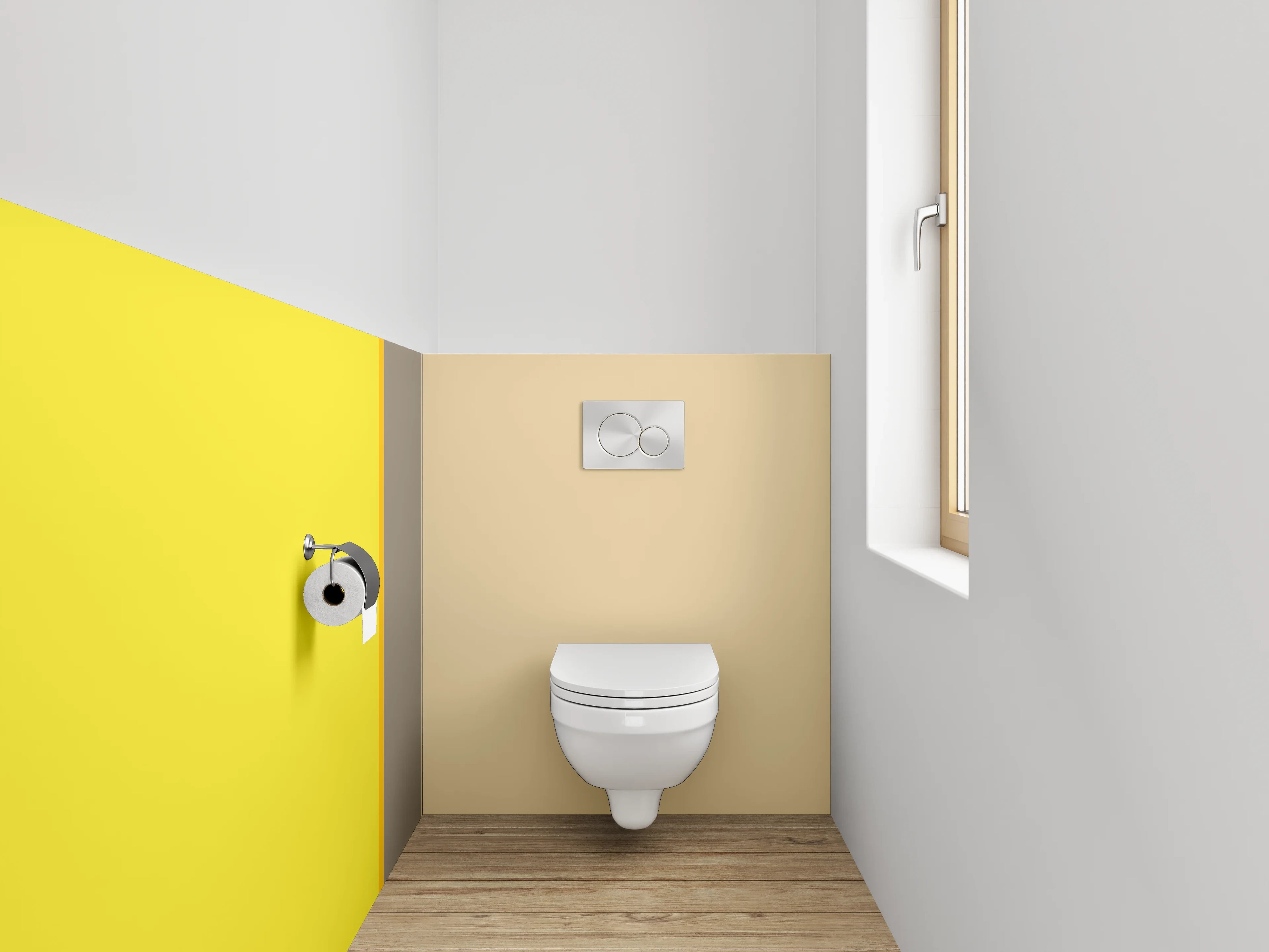WC-Rückwand - Modernes Farbstreifen-Design Gelb Beige
