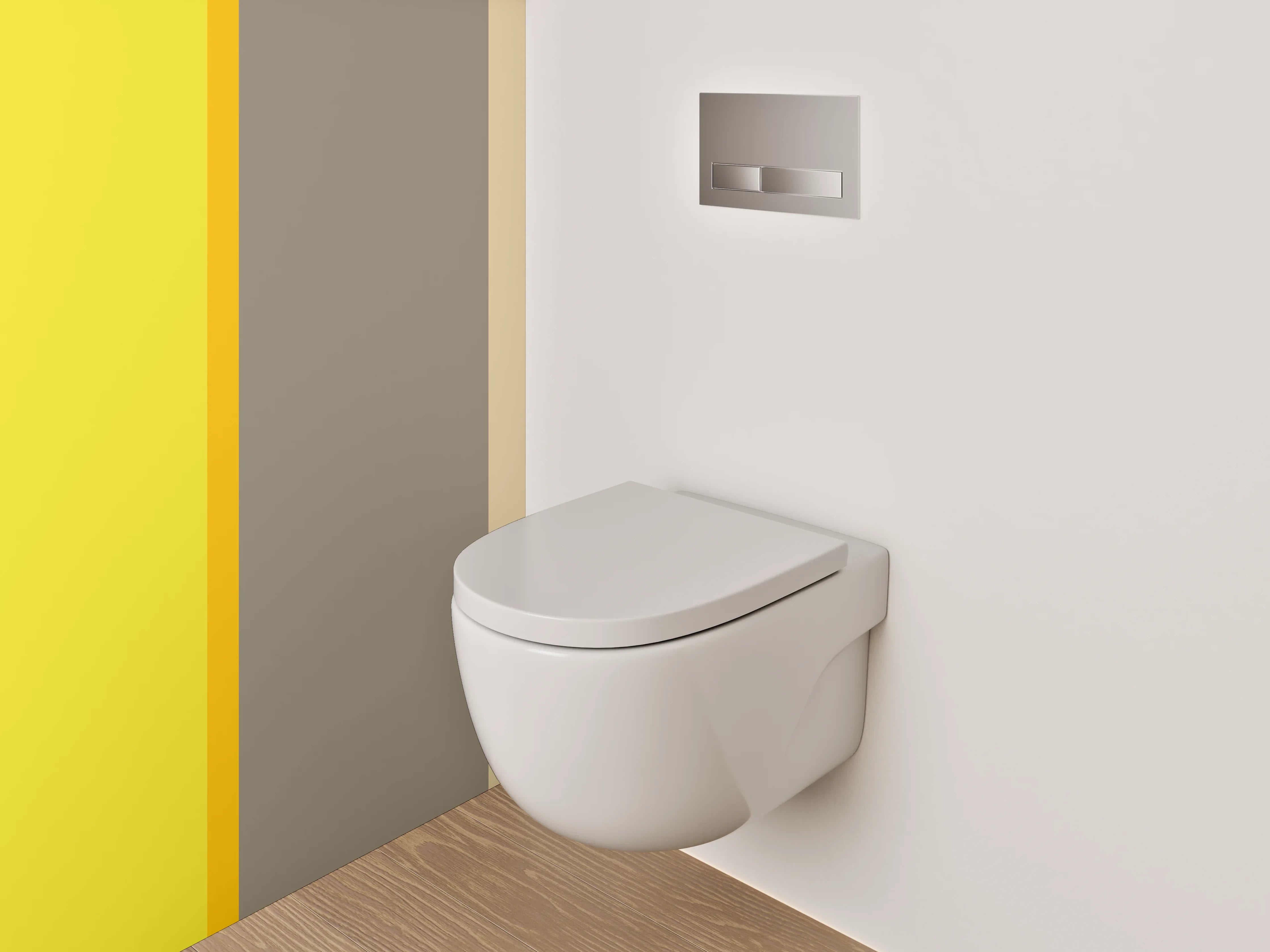 WC-Rückwand - Modernes Farbstreifen-Design Gelb Beige