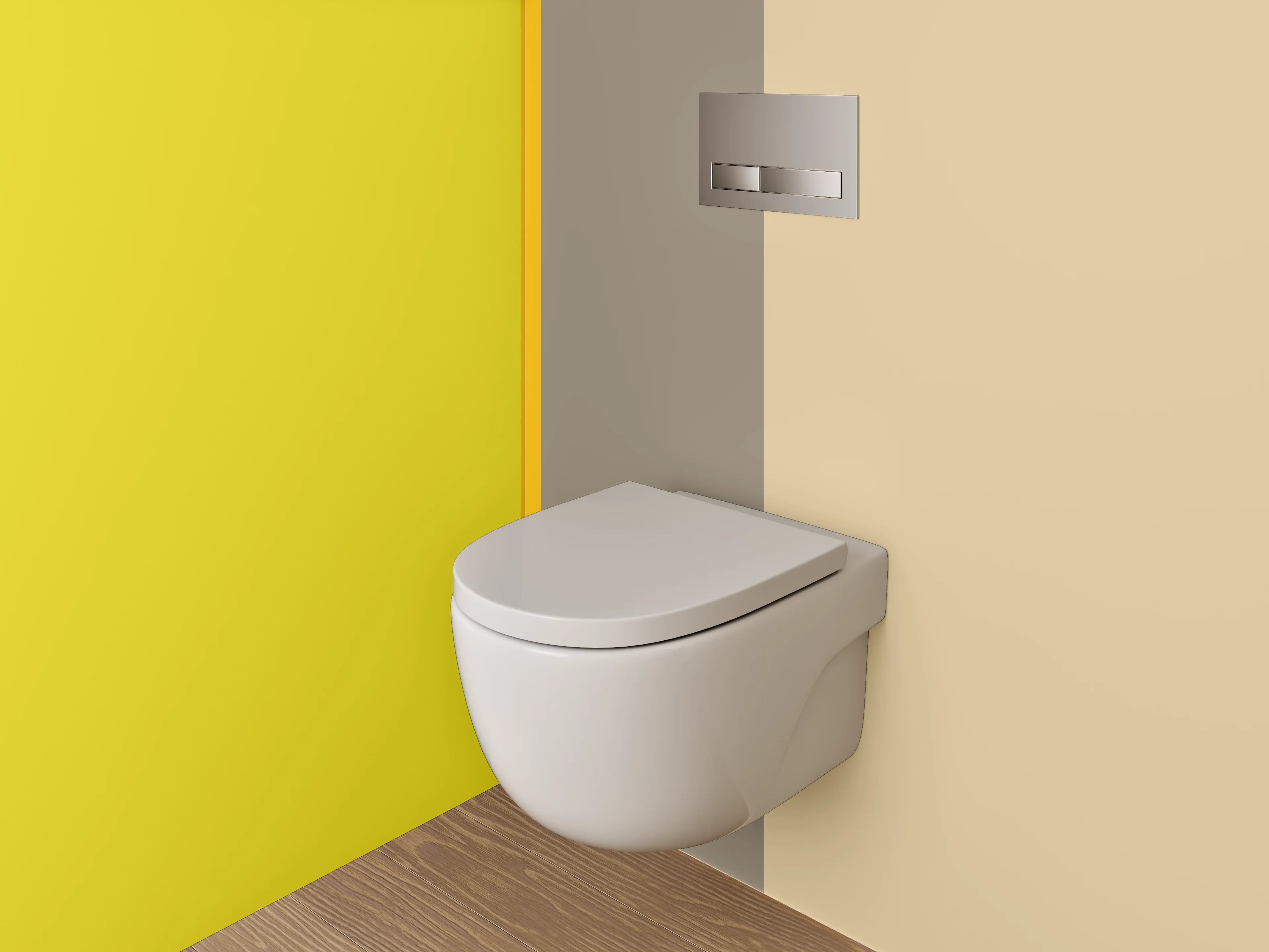 WC-Rückwand - Modernes Farbstreifen-Design Gelb Beige