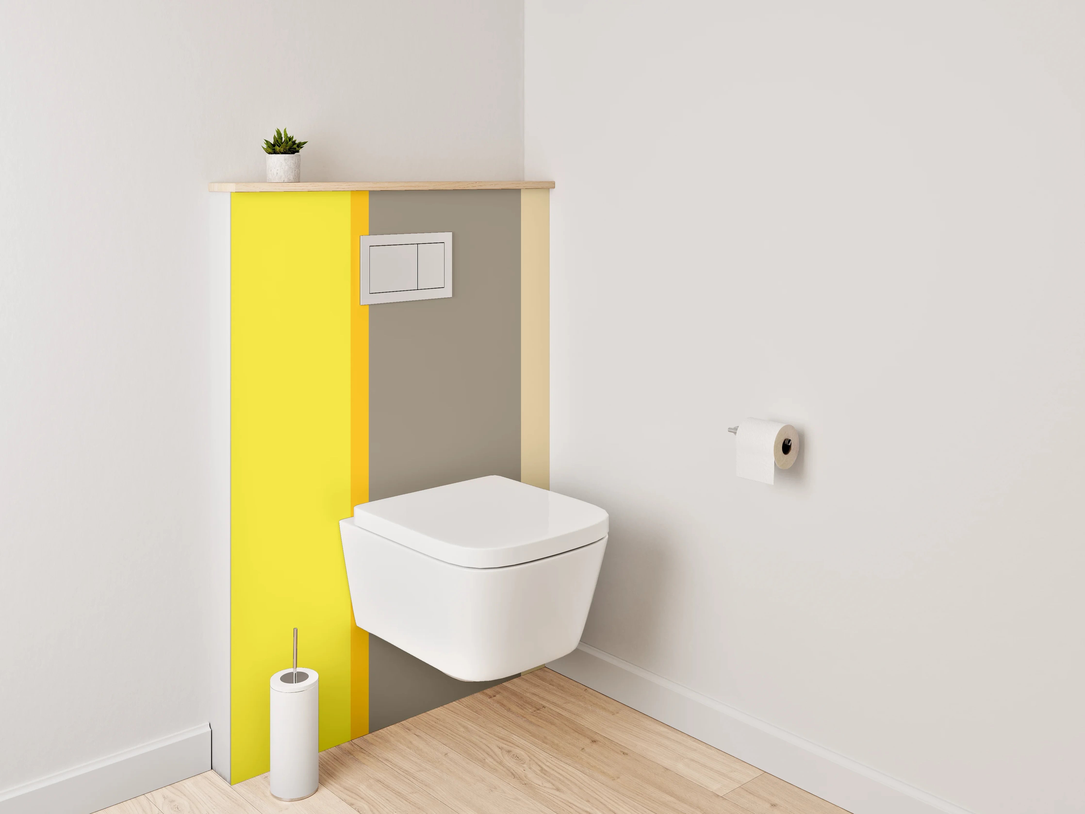 WC-Rückwand - Modernes Farbstreifen-Design Gelb Beige