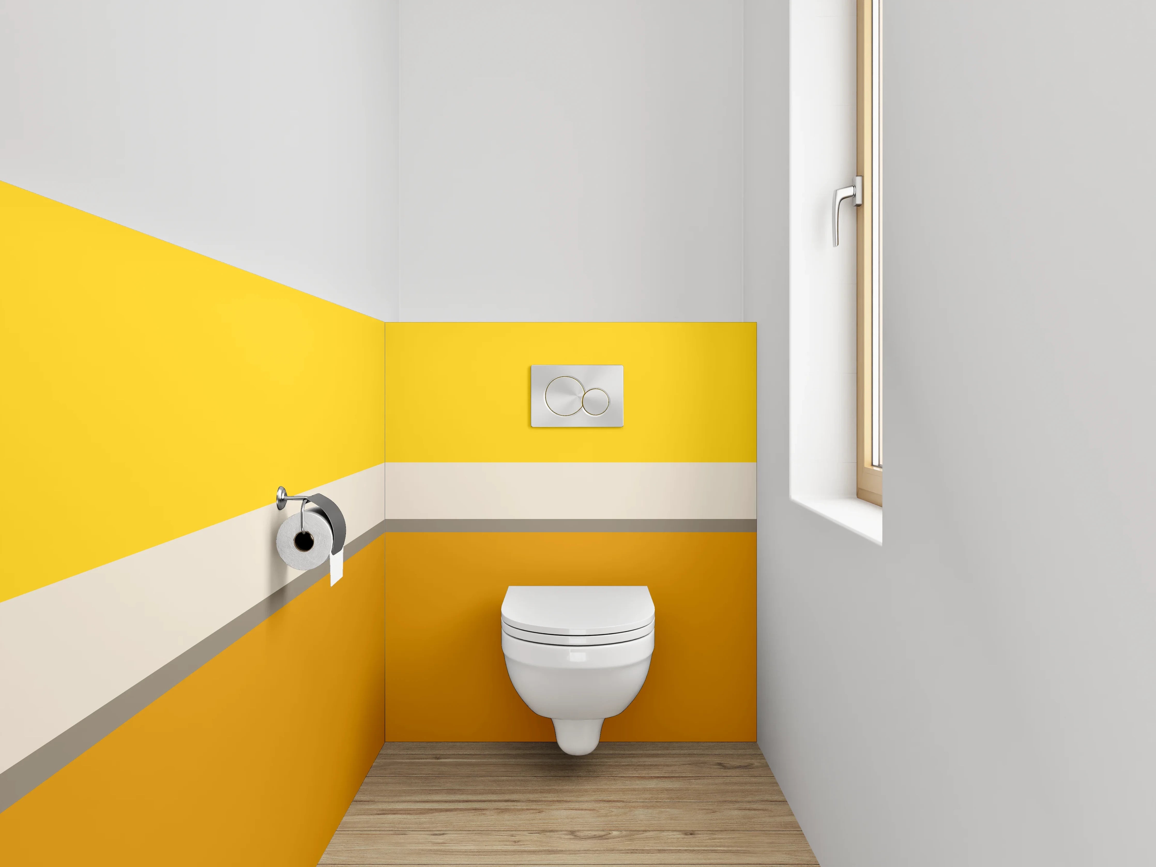 WC-Rückwand - Modernes Farbstreifen-Design Gelb Orange