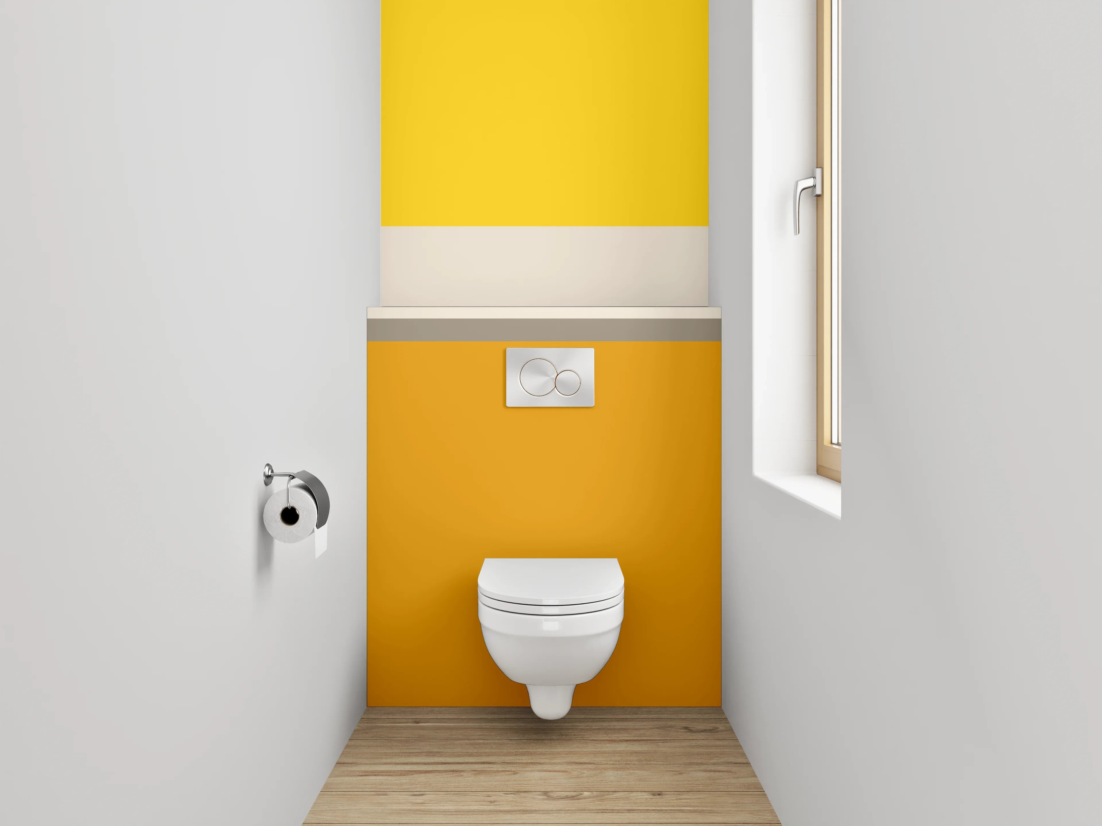 WC-Rückwand - Modernes Farbstreifen-Design Gelb Orange