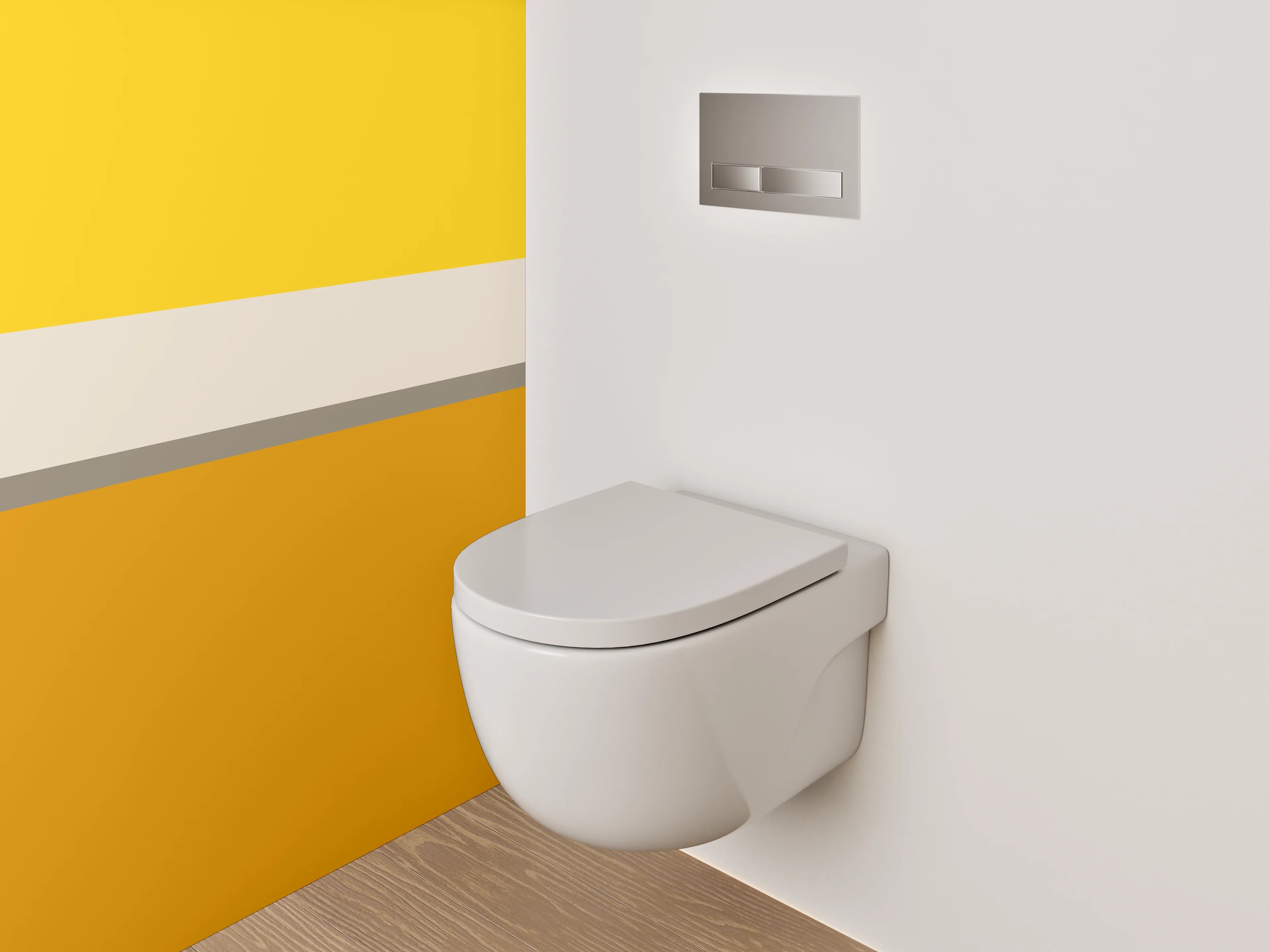 WC-Rückwand - Modernes Farbstreifen-Design Gelb Orange