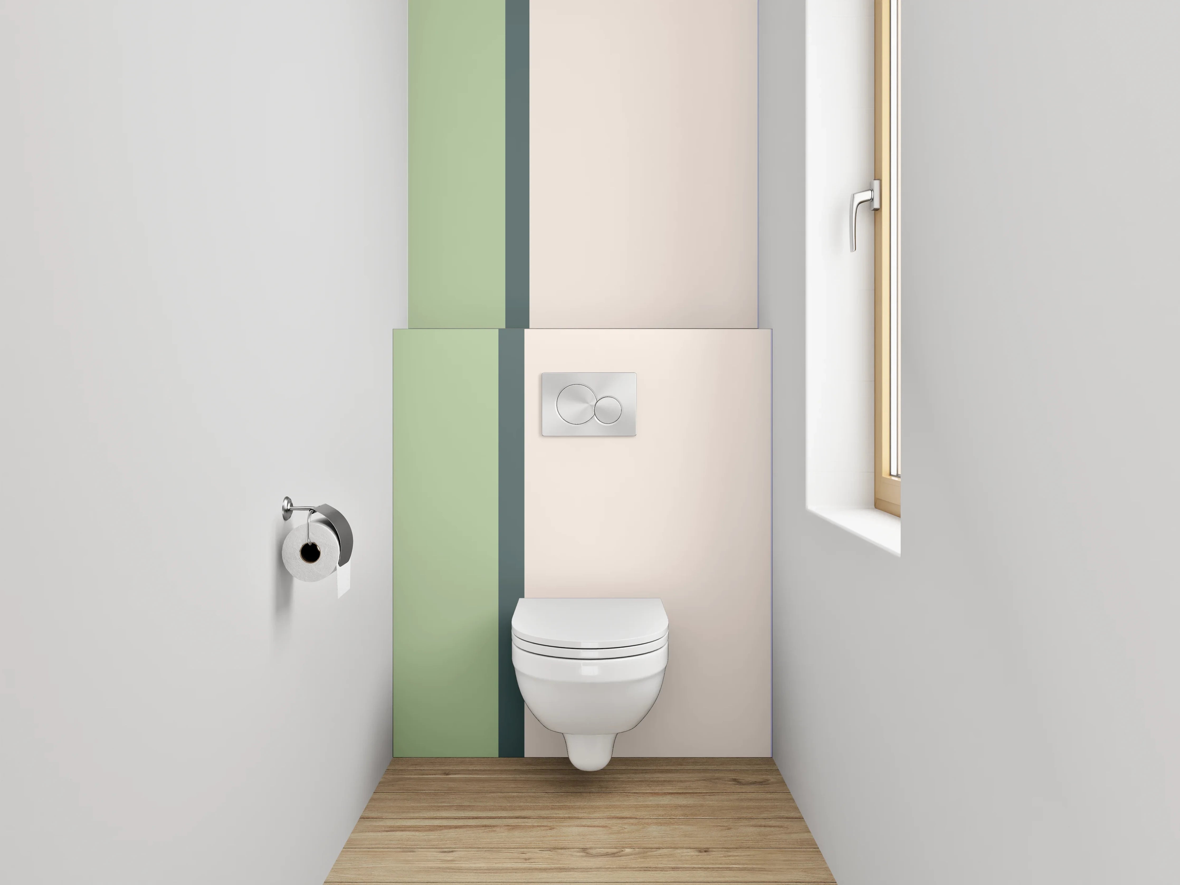 WC-Rückwand - Modernes Farbstreifen-Design Pastell
