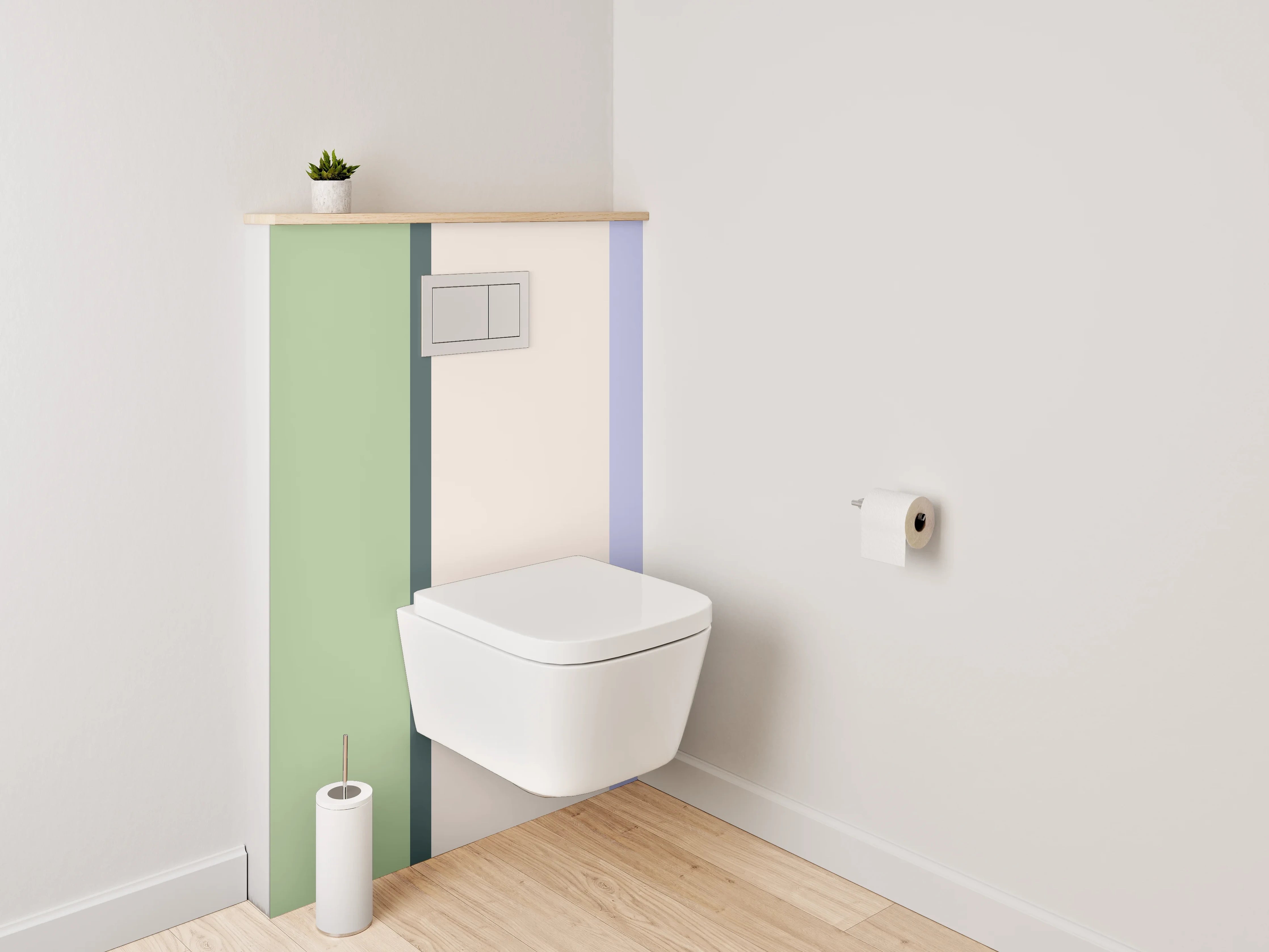 WC-Rückwand - Modernes Farbstreifen-Design Pastell